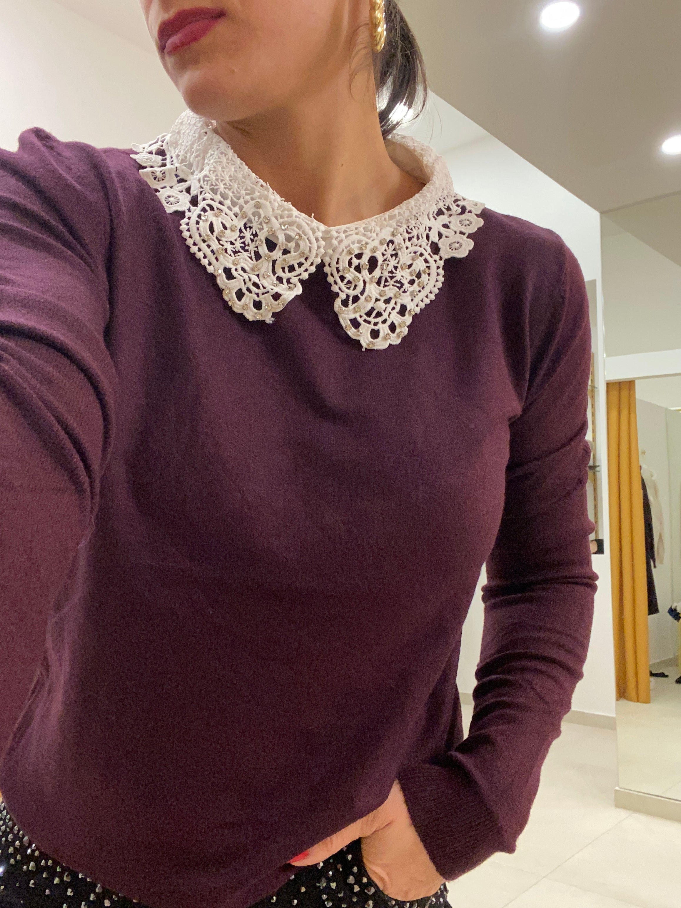 Pull colletto merletto