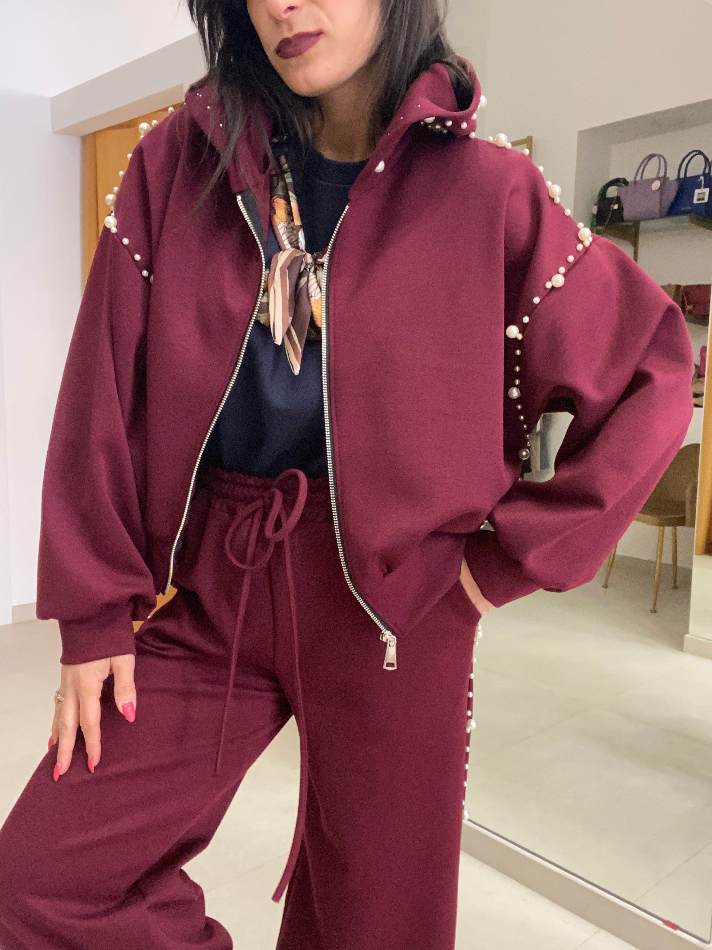 Felpa perle bordeaux