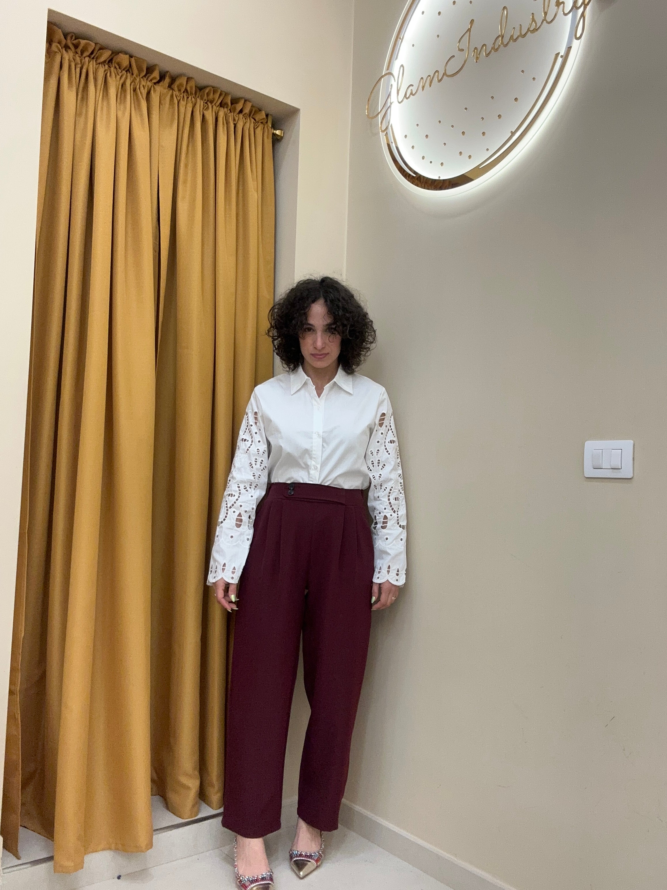 Camicia lavorata bianca