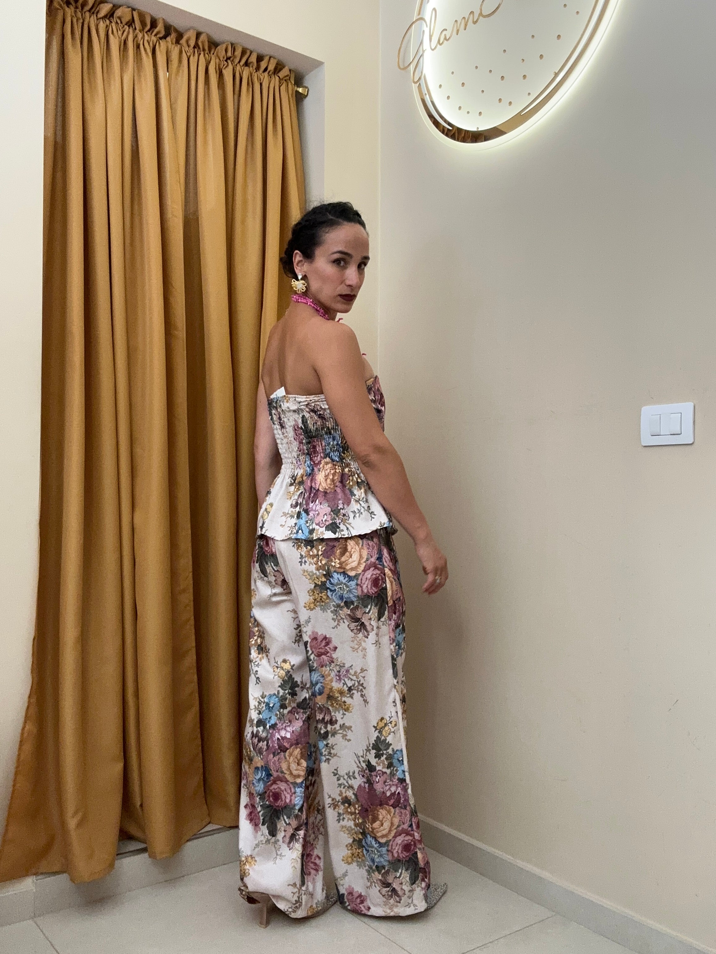 Coordinato fiori stampato