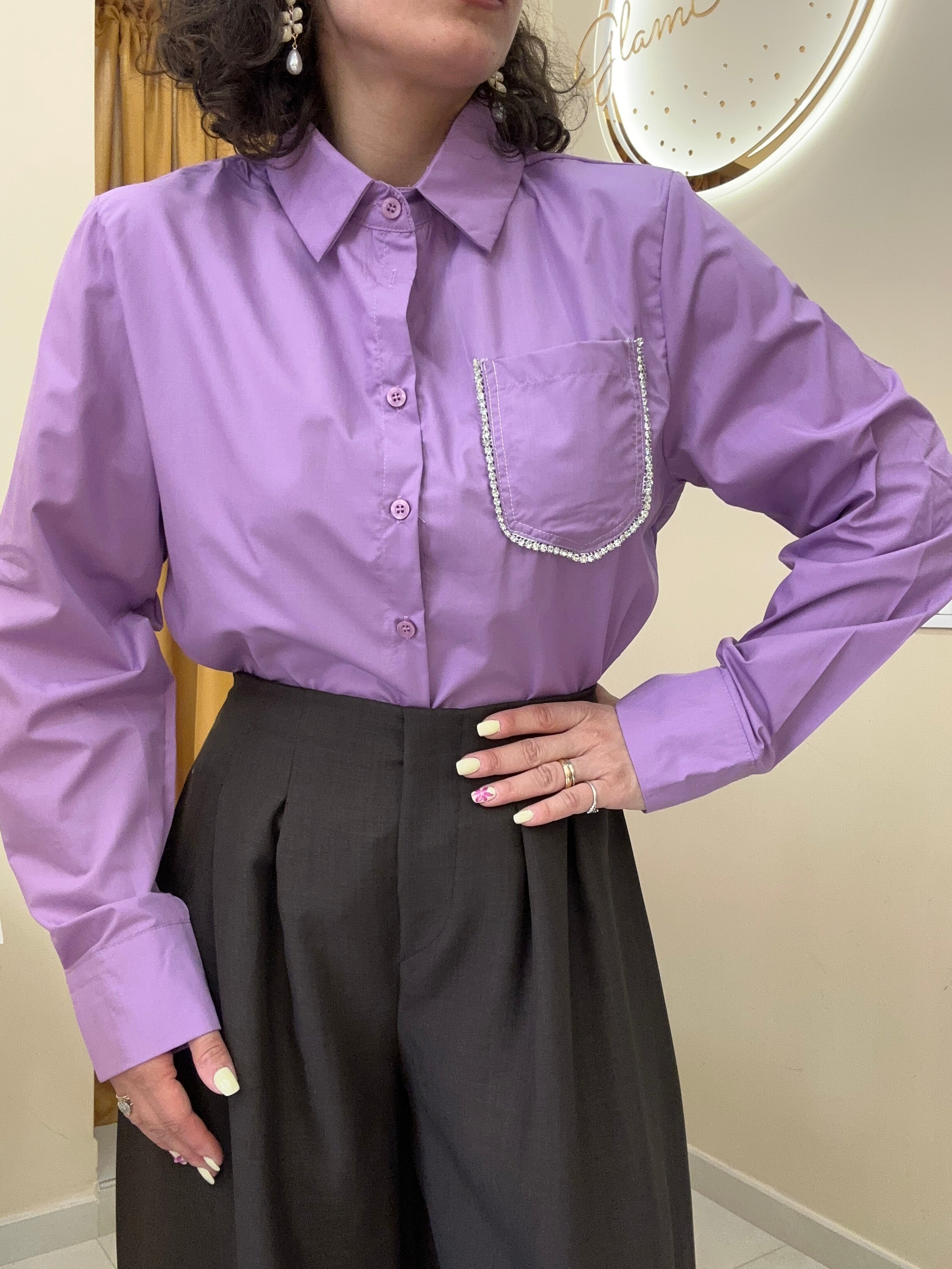 Camicia tasca brillantini