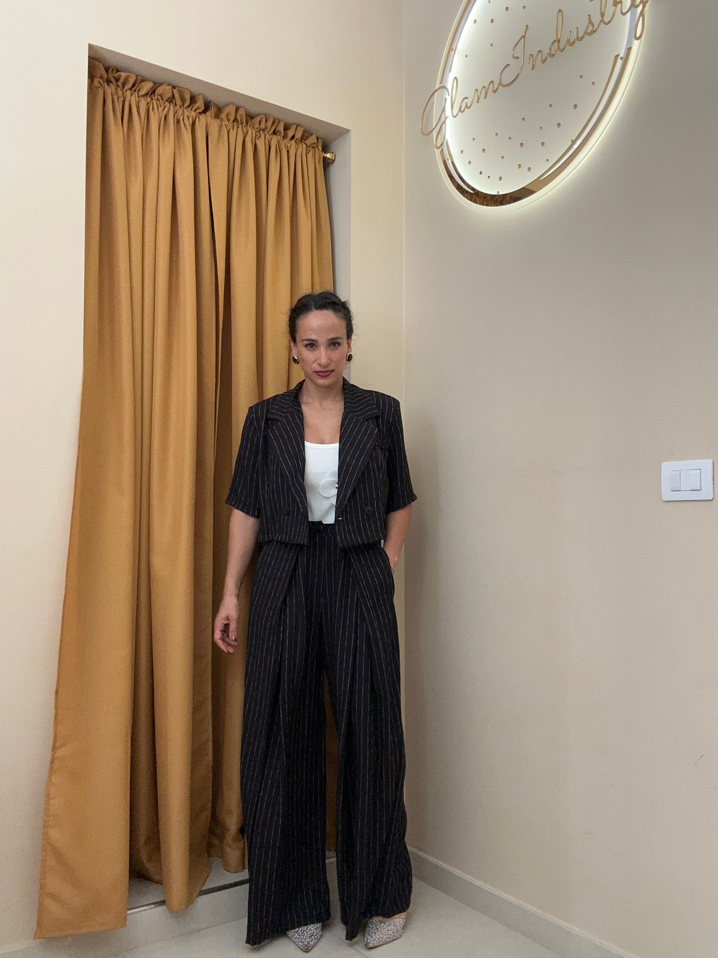 Tailleur gessato NERO