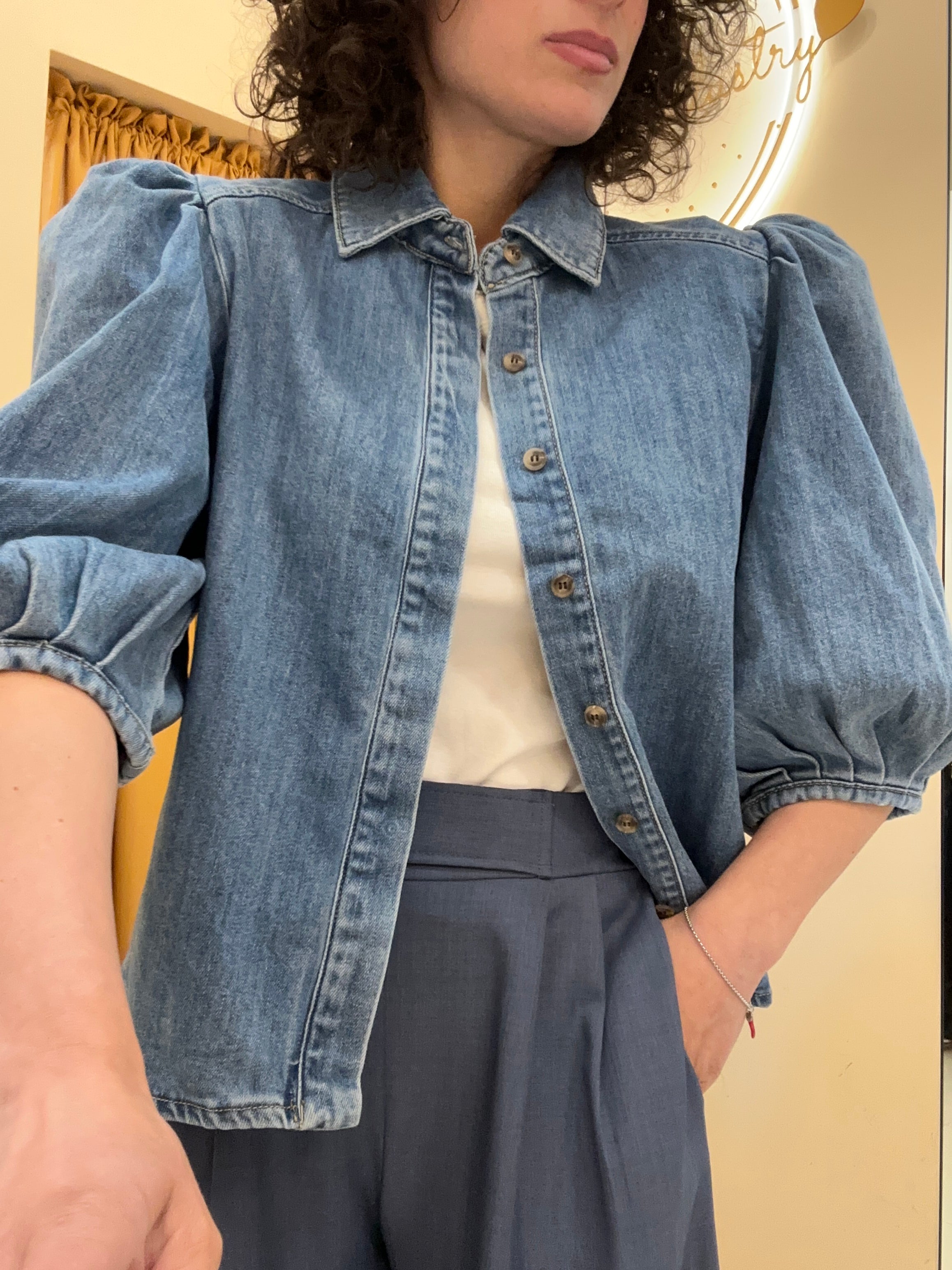 Camicia denim maxi sbuffo