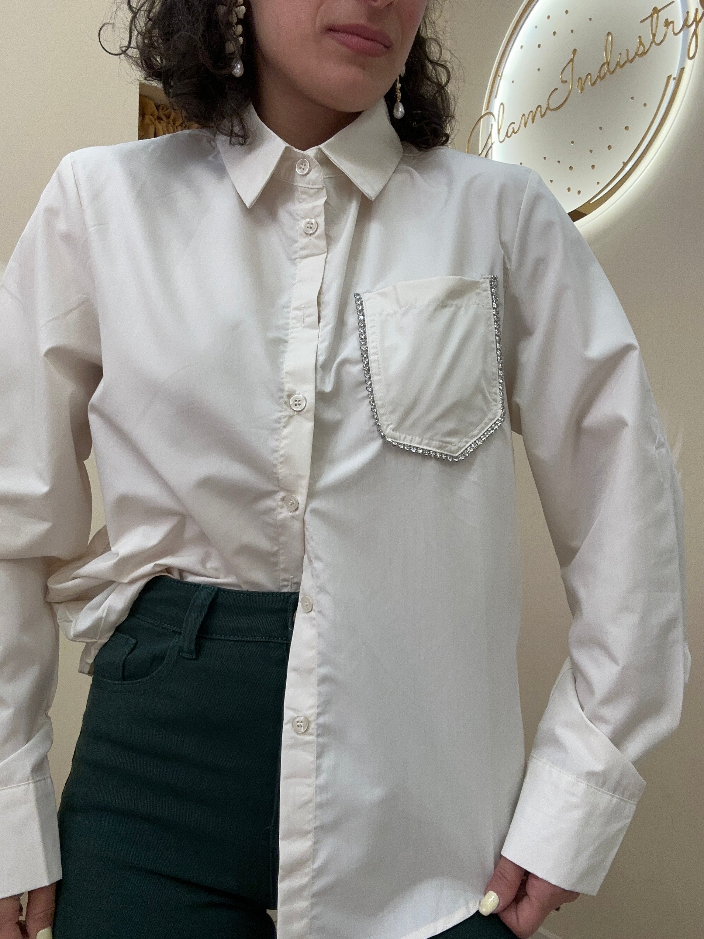 Camicia tasca brillantini
