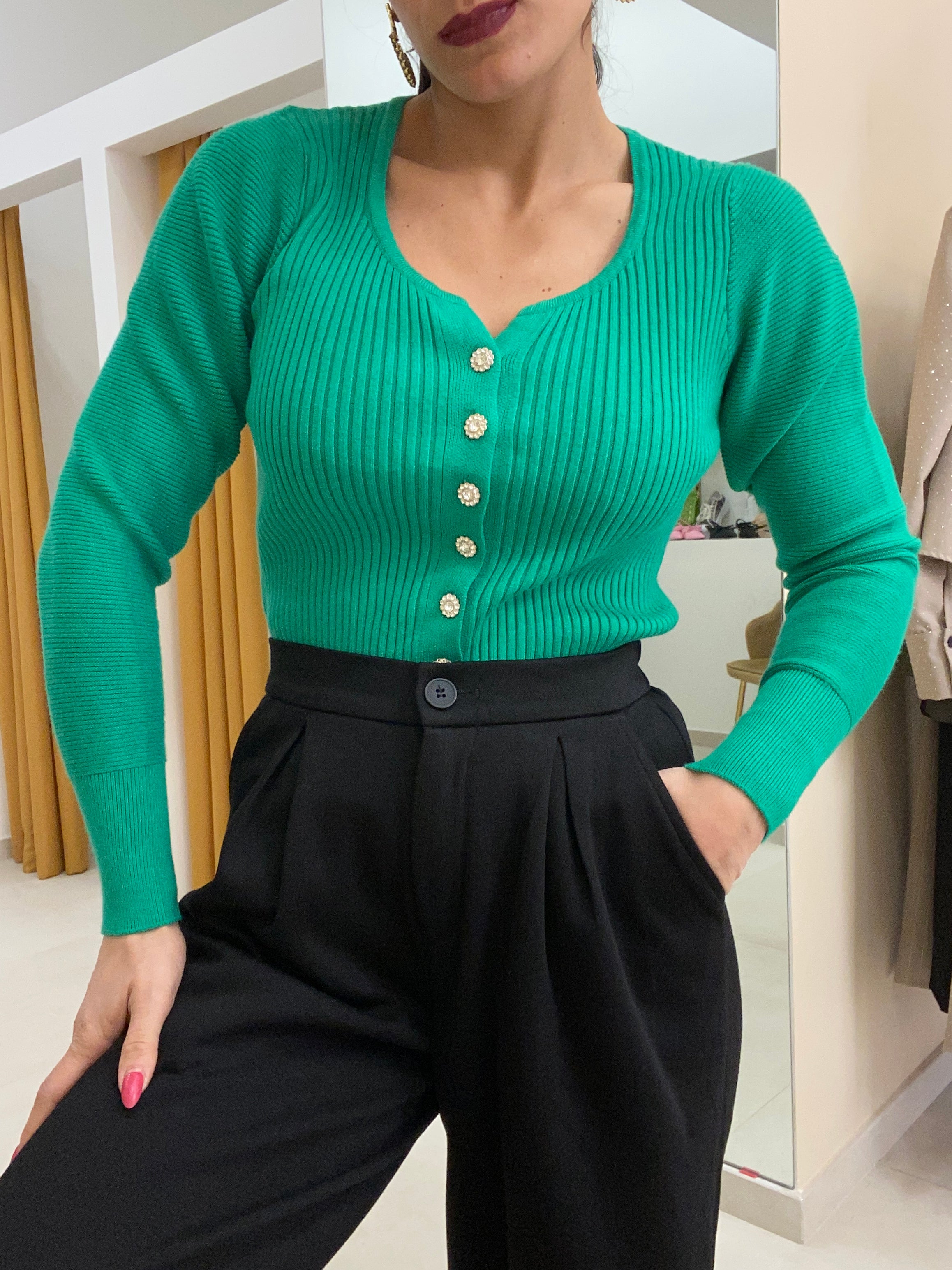 Cardigan bottoni fiori