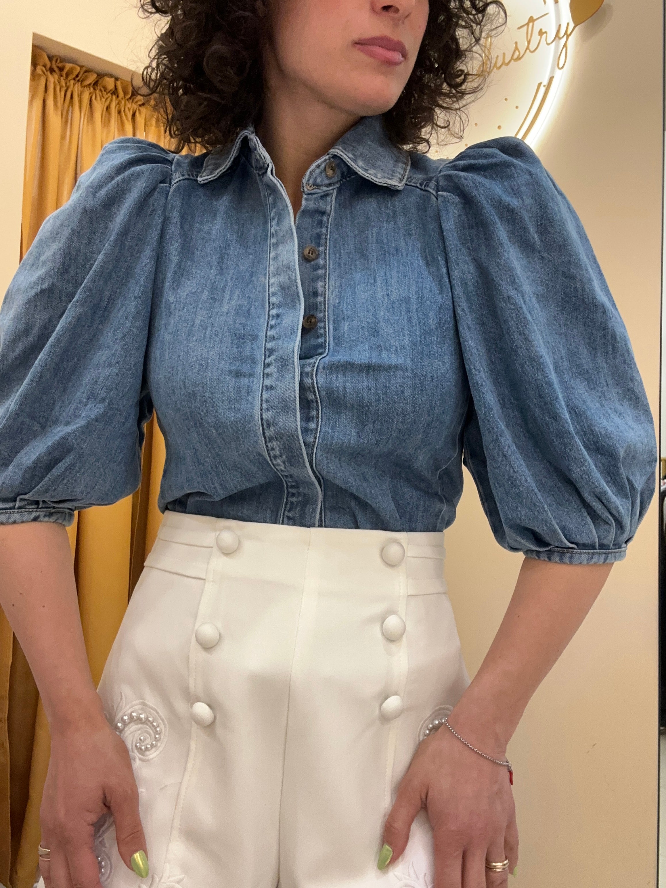 Camicia denim maxi sbuffo