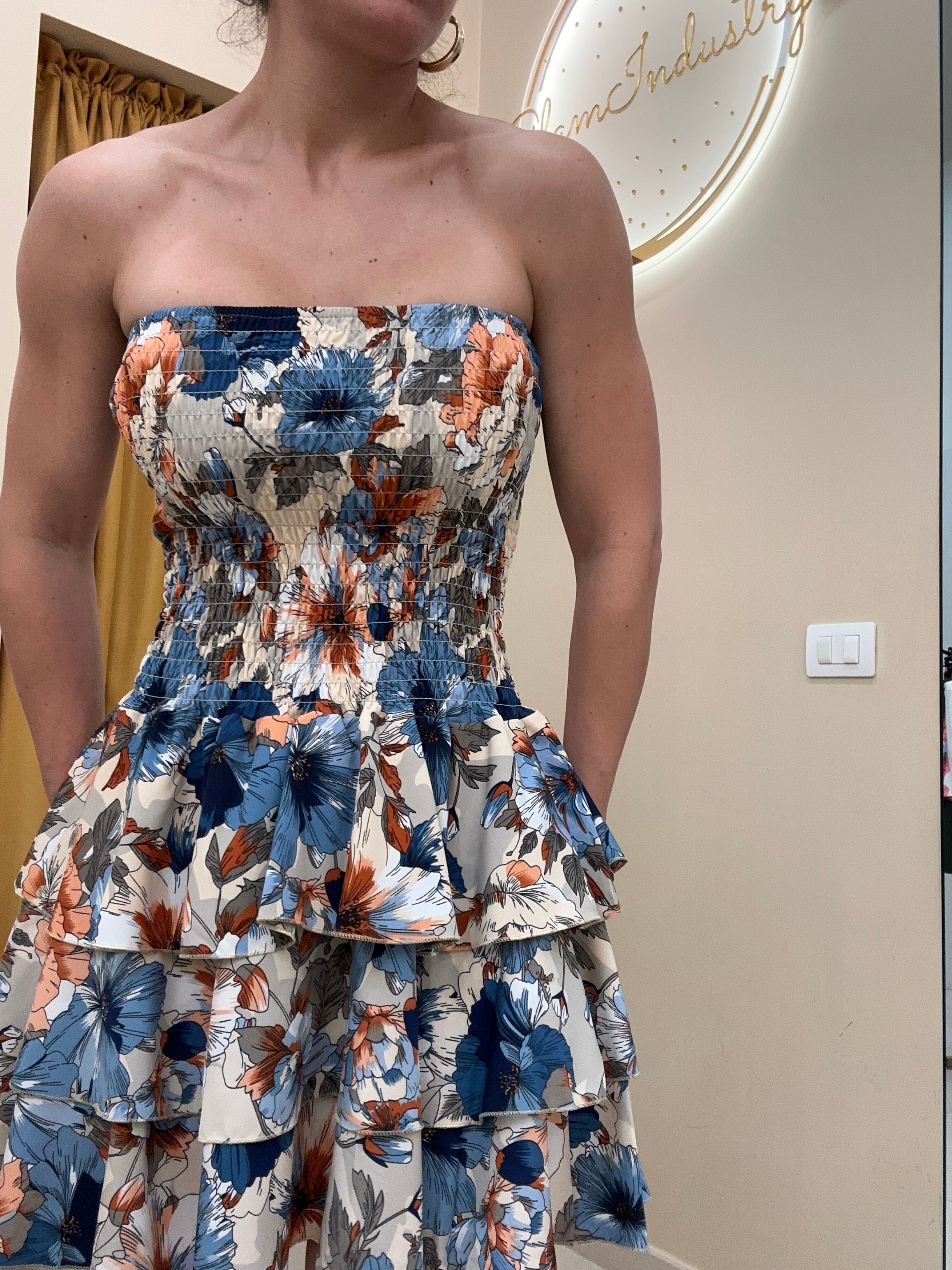 Vestito fascia e balze