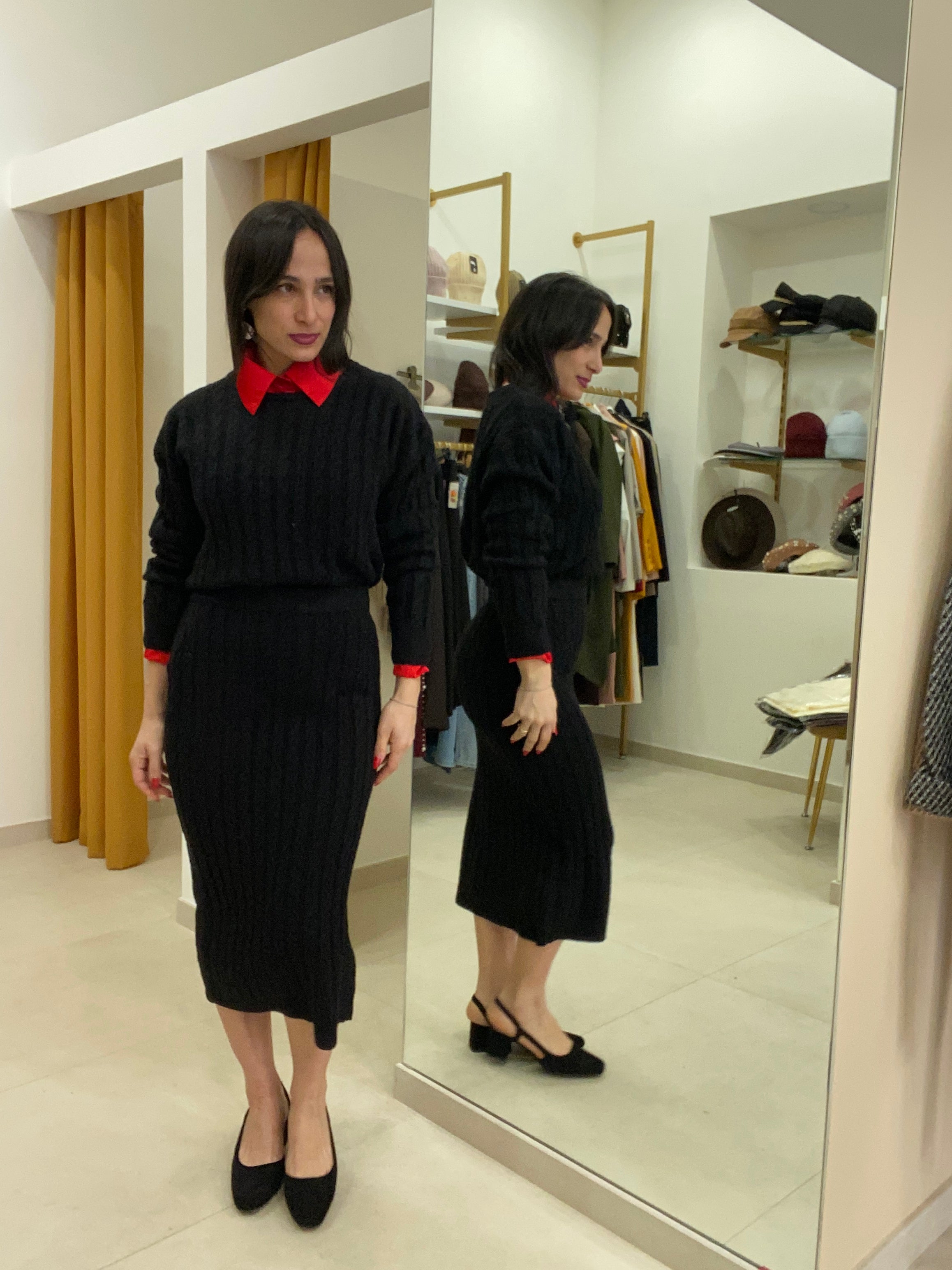 Coordinato in lana con trama trecce