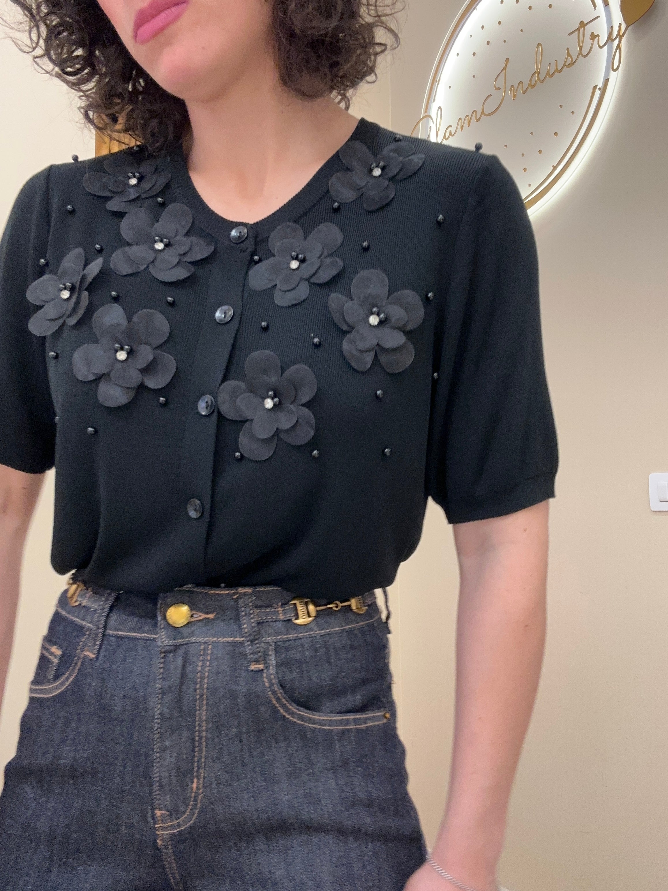 Cardigan fiorellini in filo