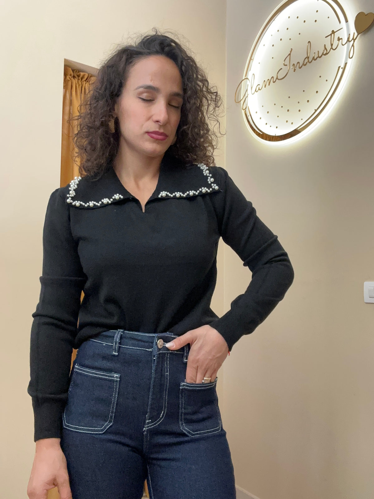 Pull maxi collo perline