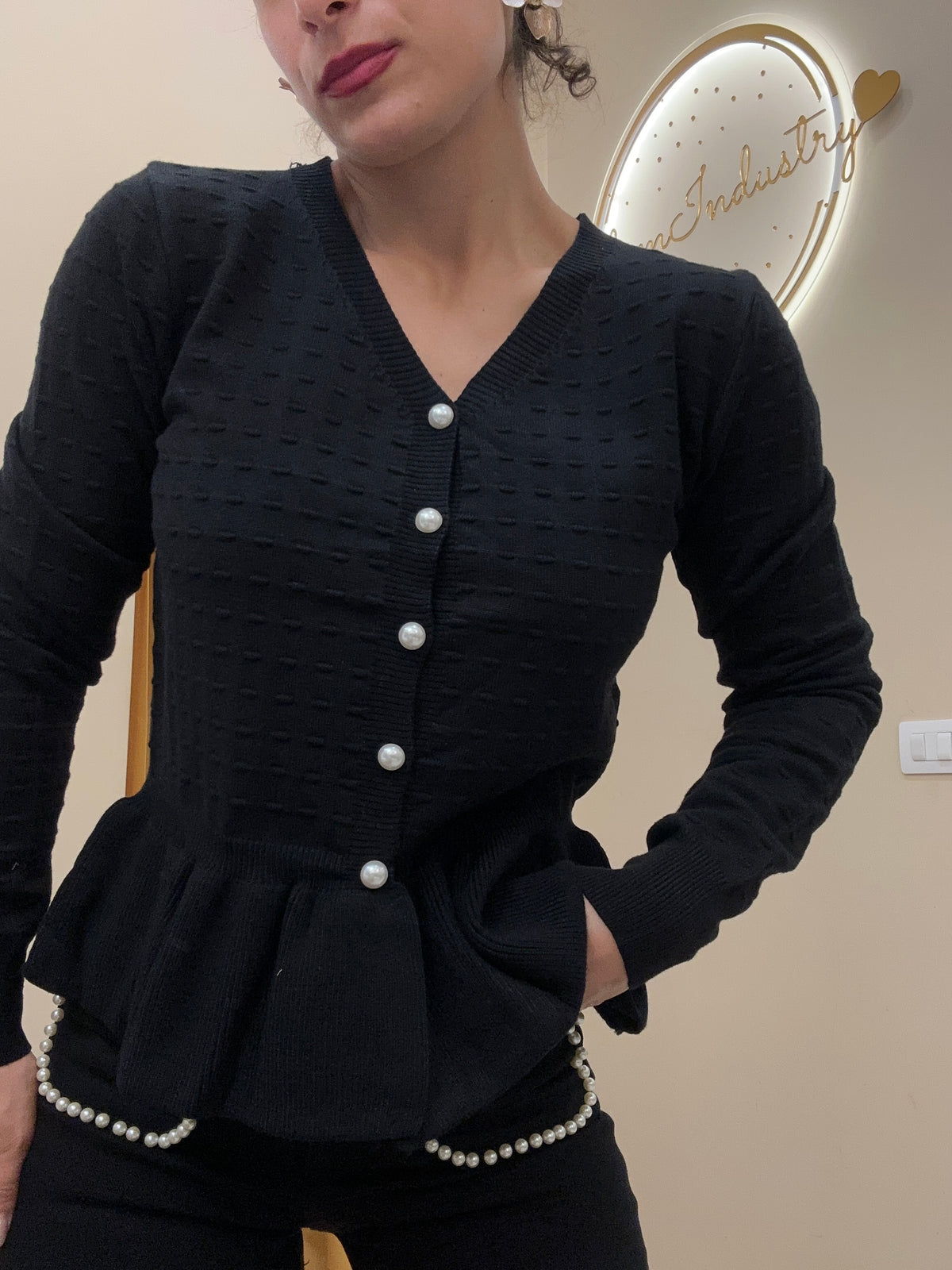 Cardigan balza e perline