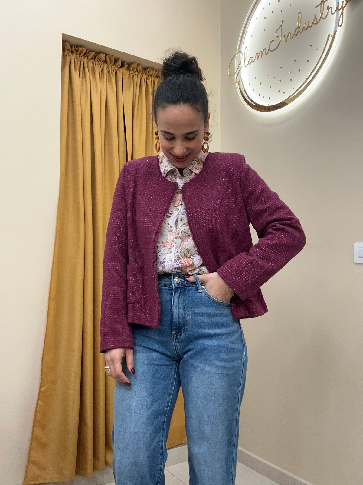 Giacca chic boucle magenta