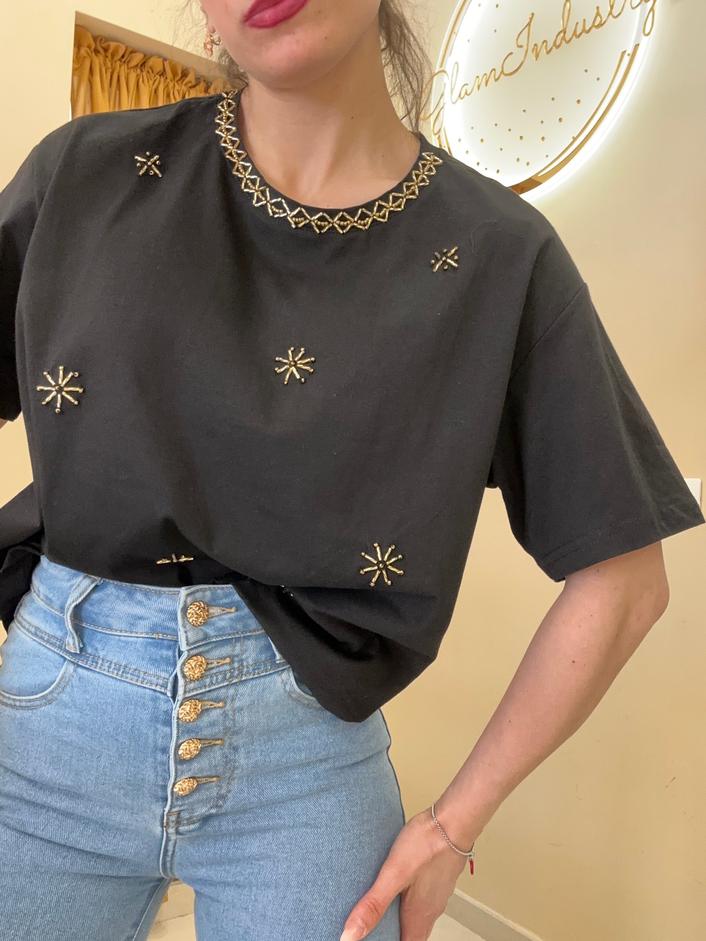 T-shirt dettaglio oro