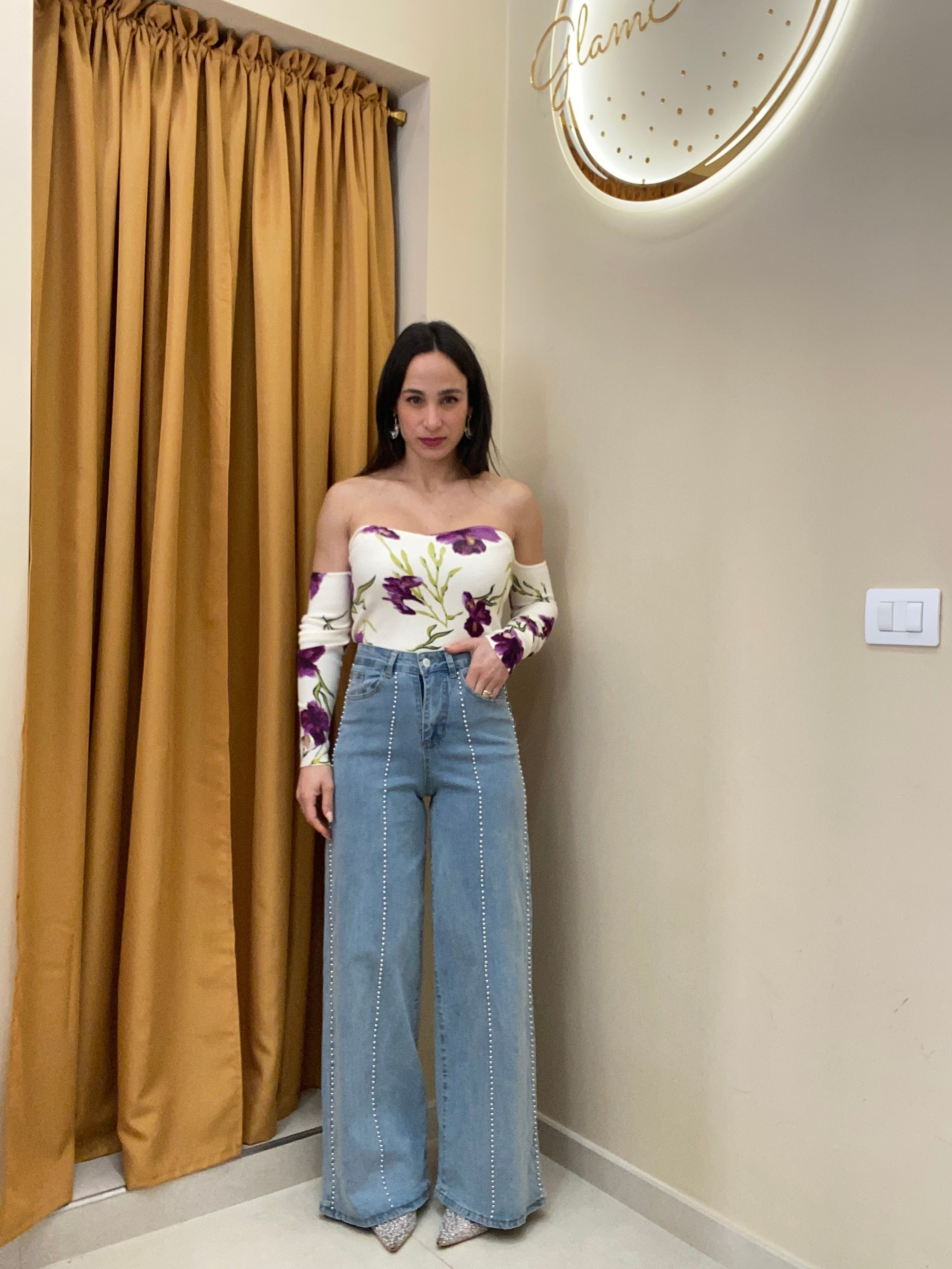 Jeans palazzo borchie