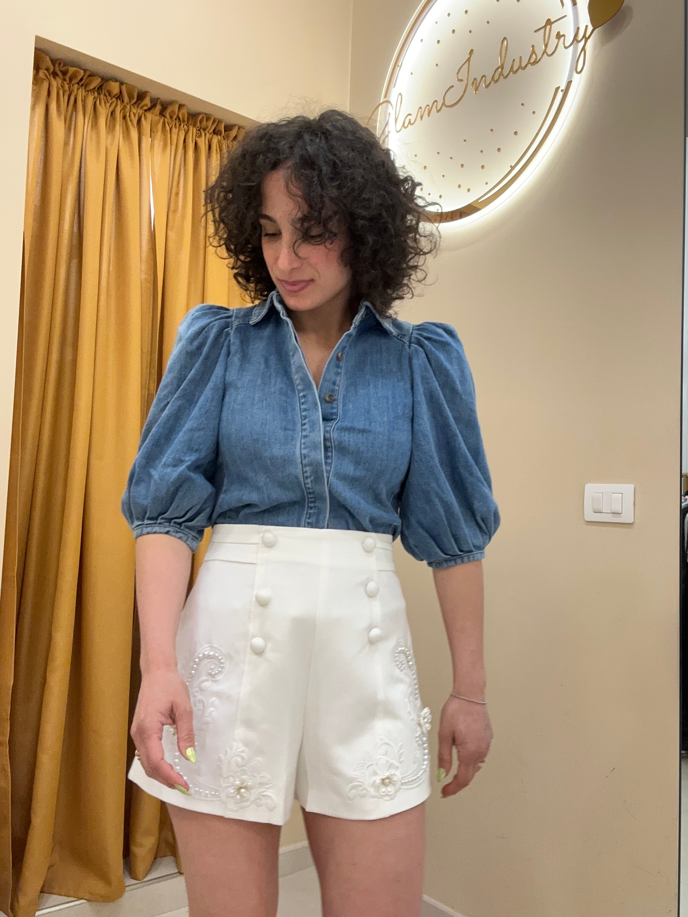 Camicia denim maxi sbuffo