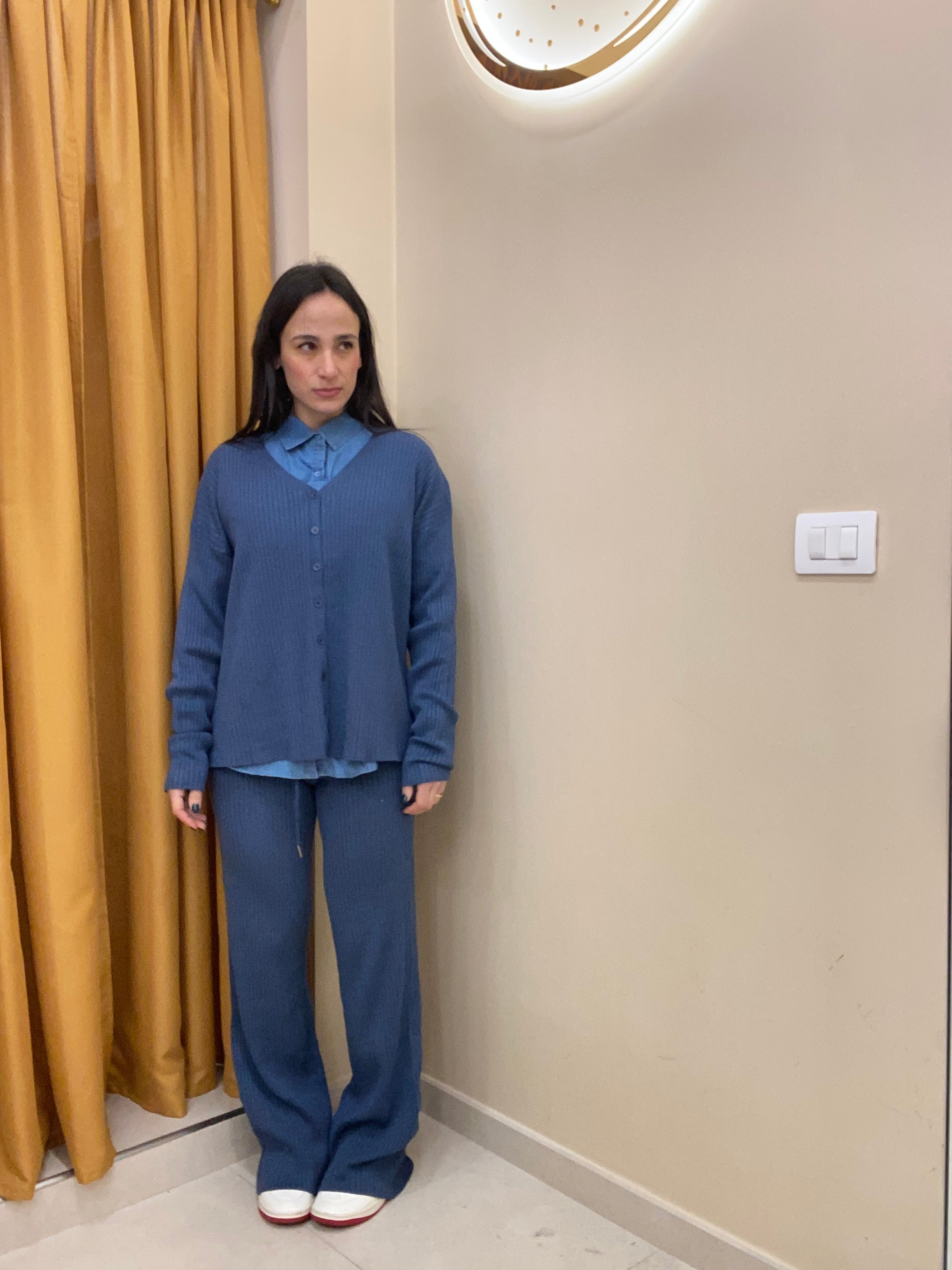 Coordinato a costine con cardigan