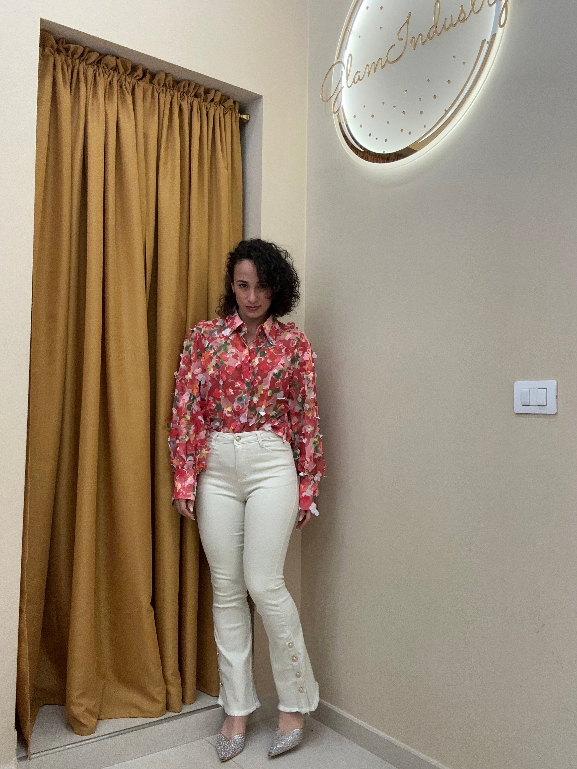 Jeans skinny zampetta beige