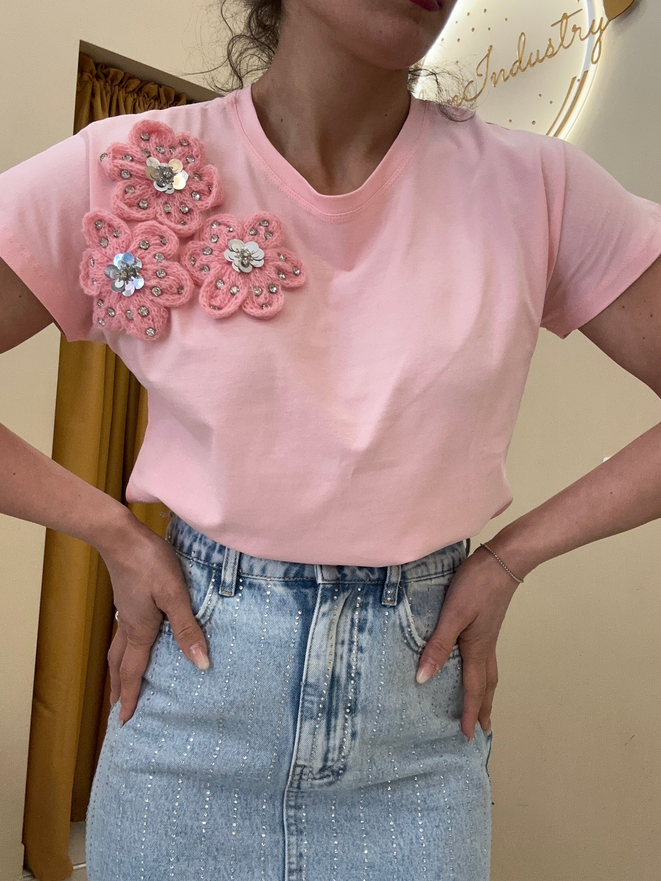 T-shirt TRE FIORI ROSA