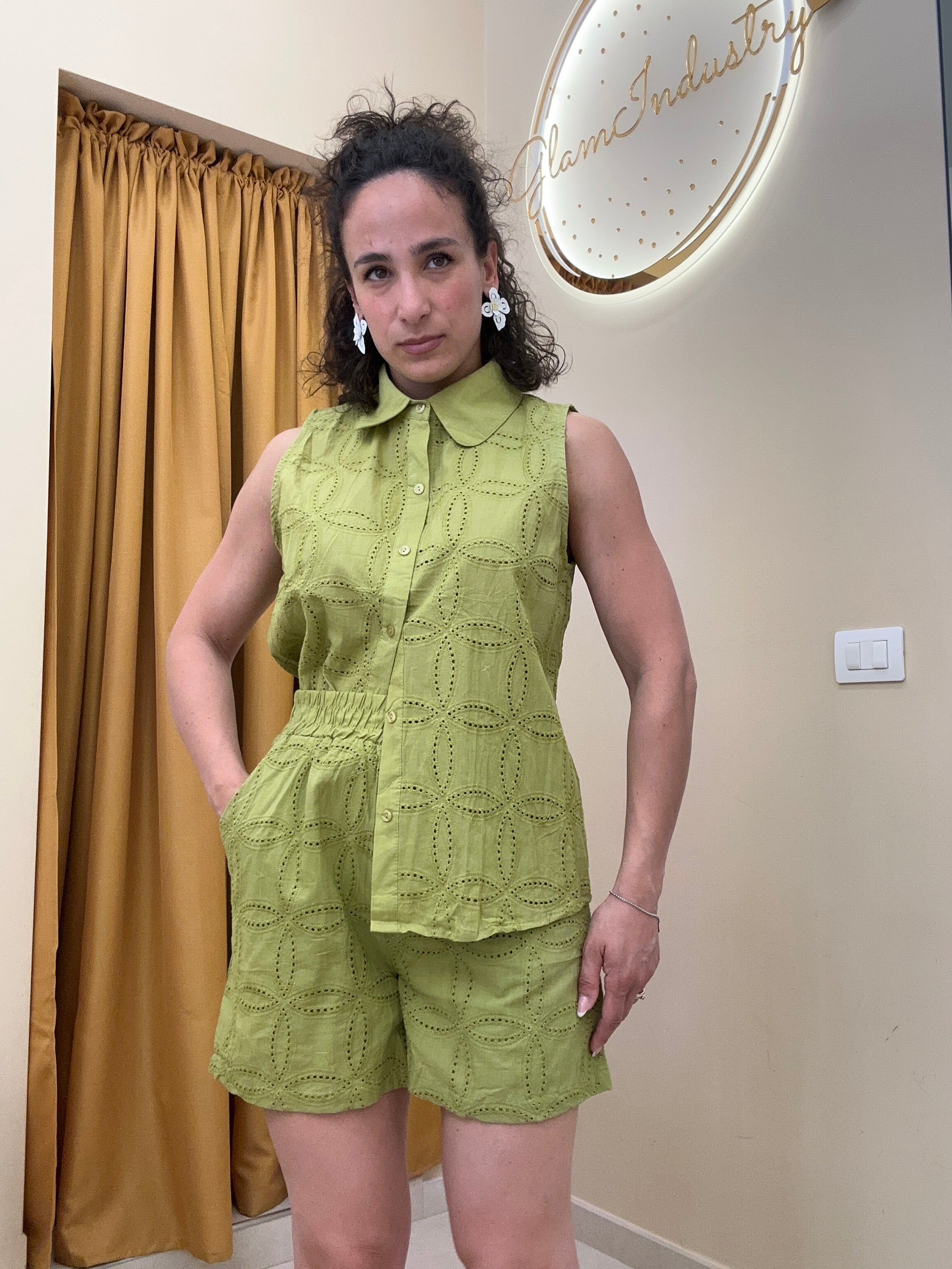 Coordinato camicia pizzo sangallo