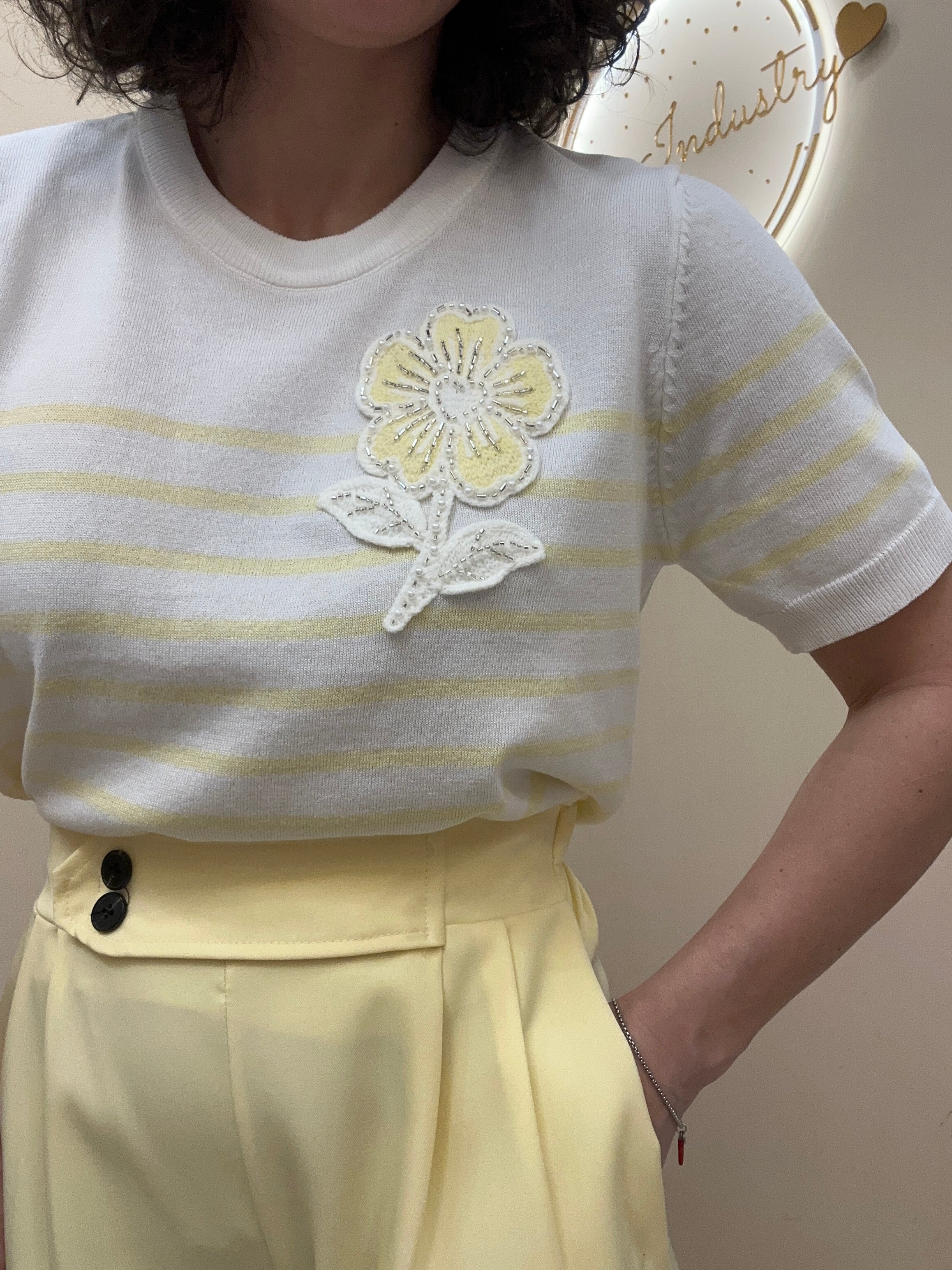 Maglia filo rigata GIALLA