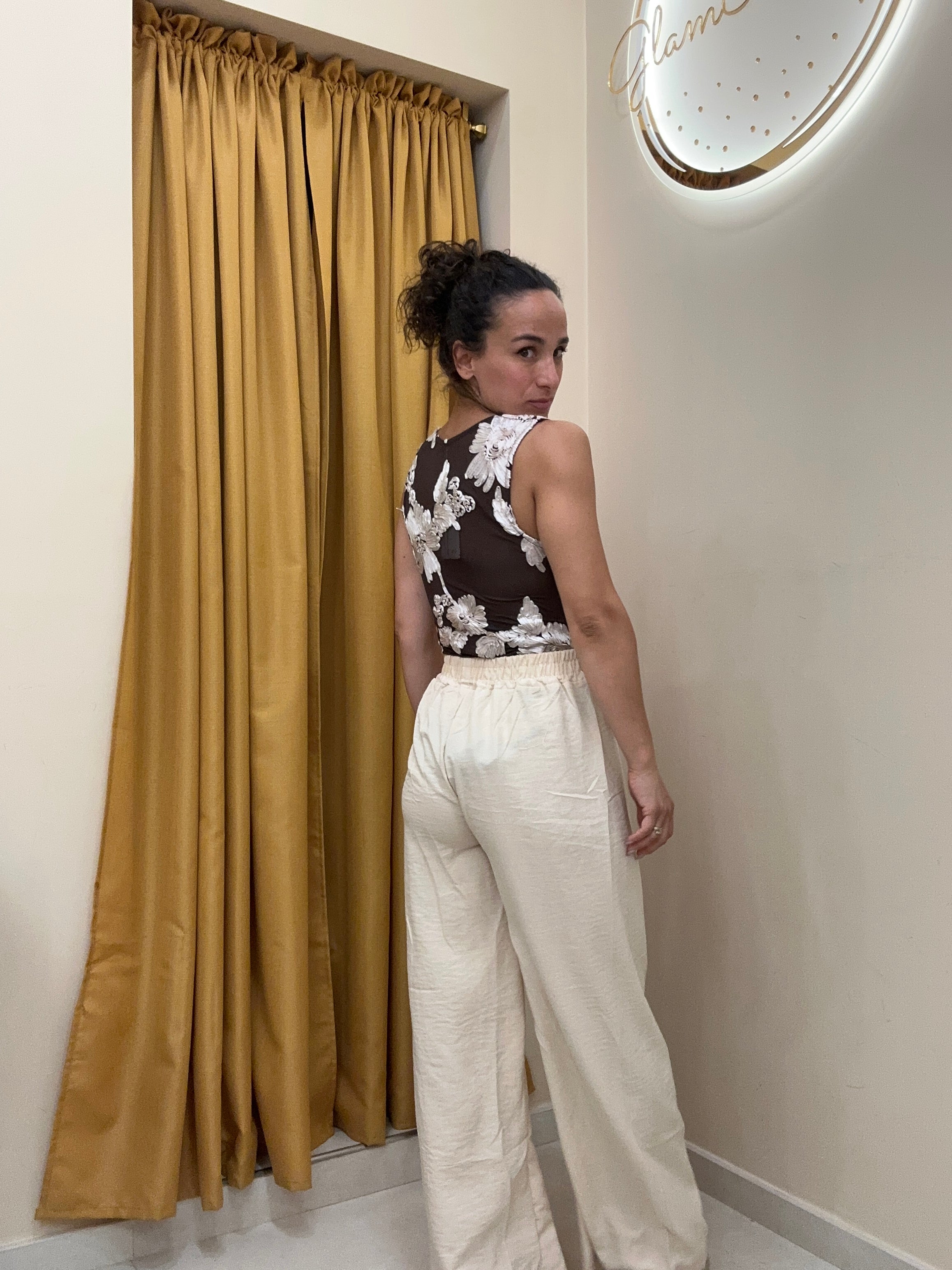 Body velato ricamato raso