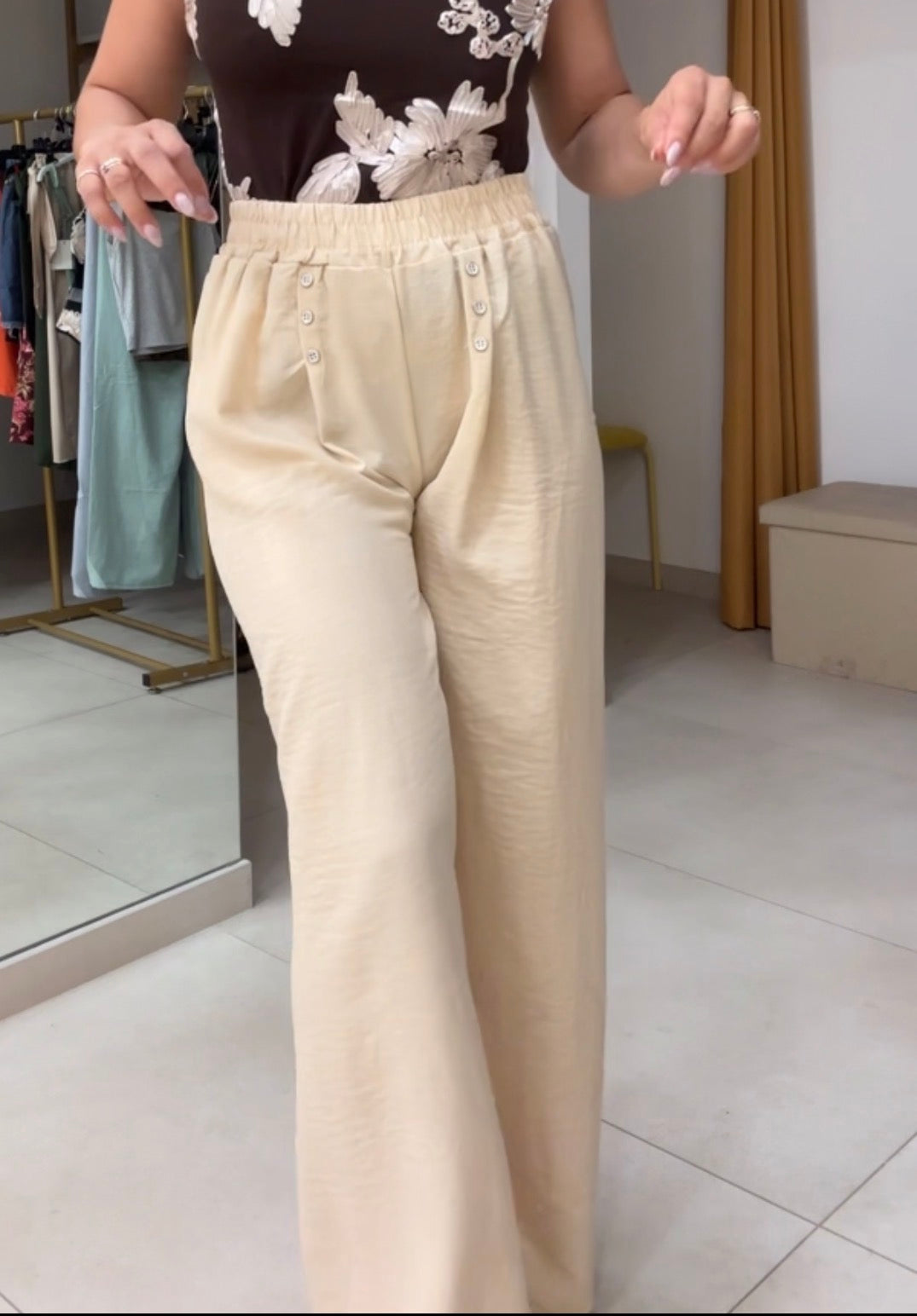 Pantalone bottoncini 30% lino