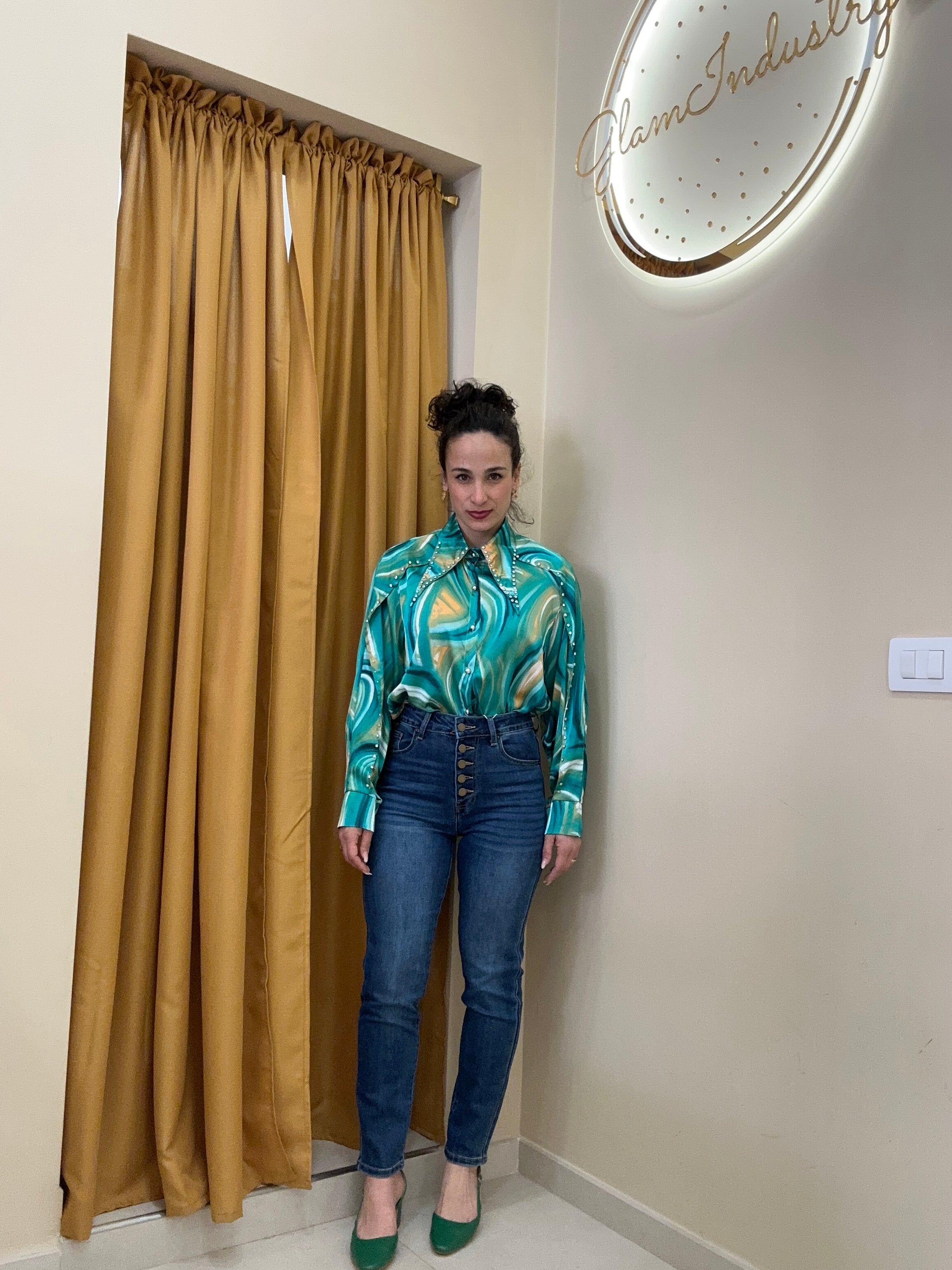 Jeans bottoni bronzo