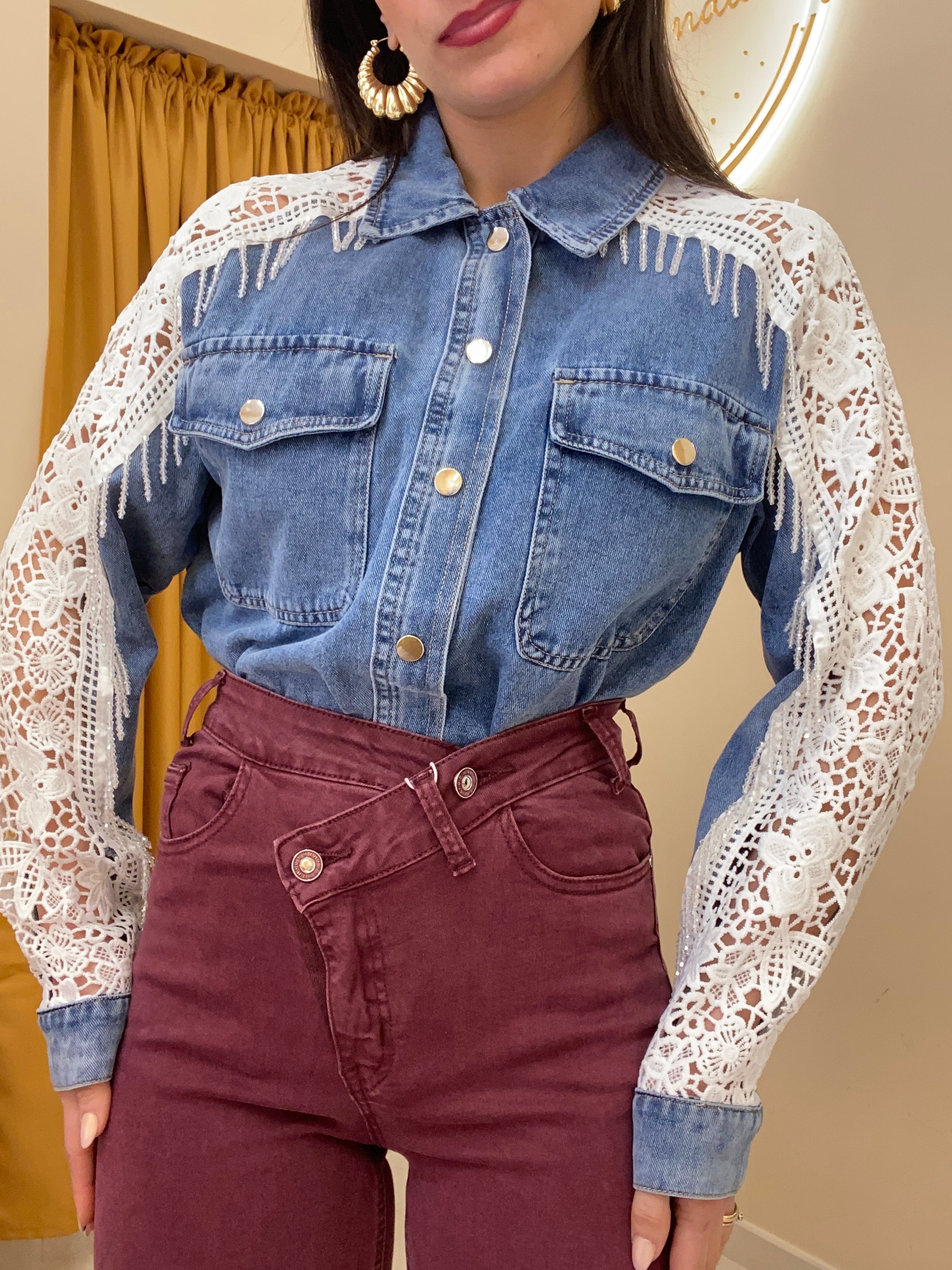 Pantalone taglio asimmetrico bordeaux