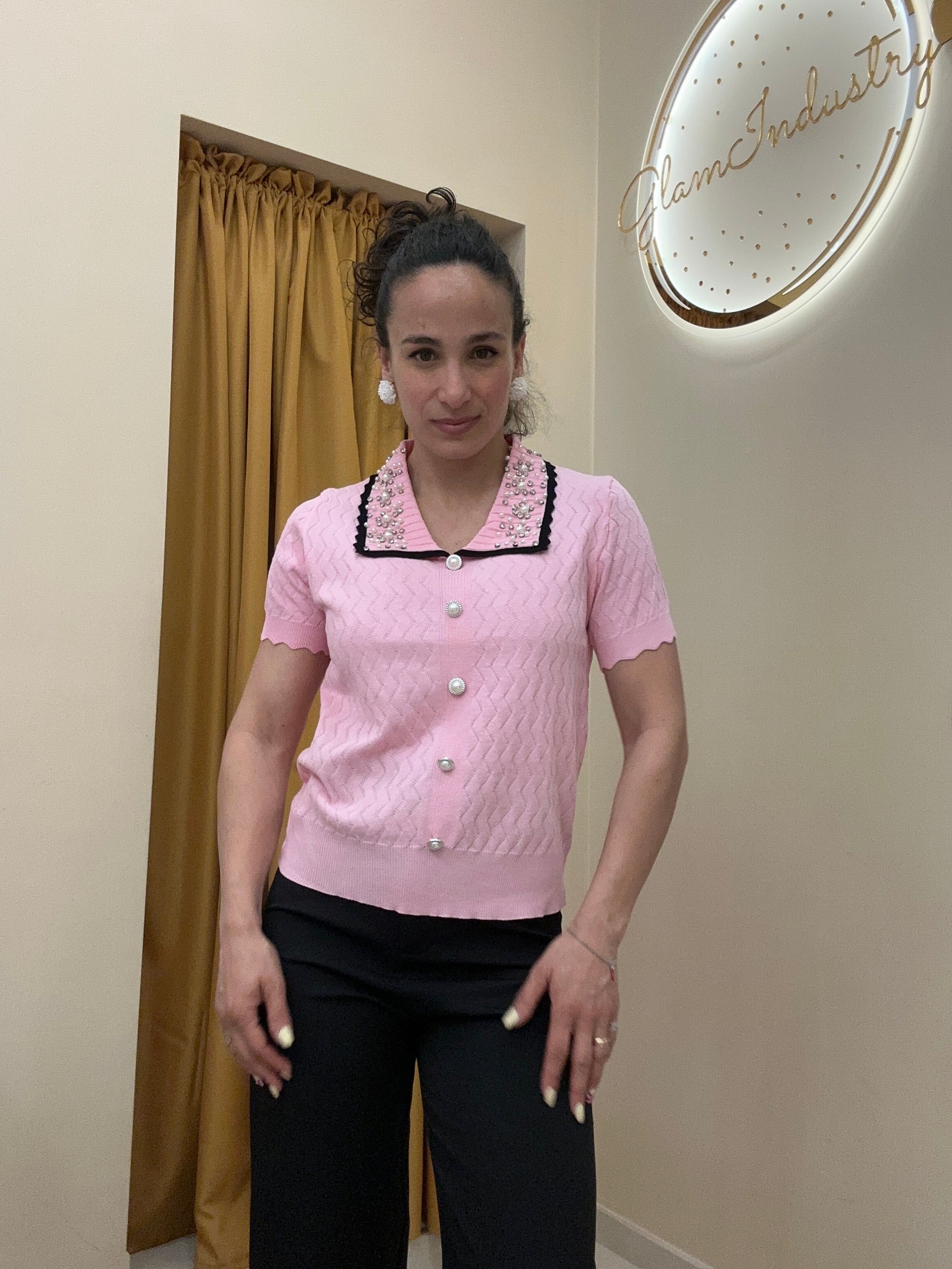 Polo filo colletto wow ROSA