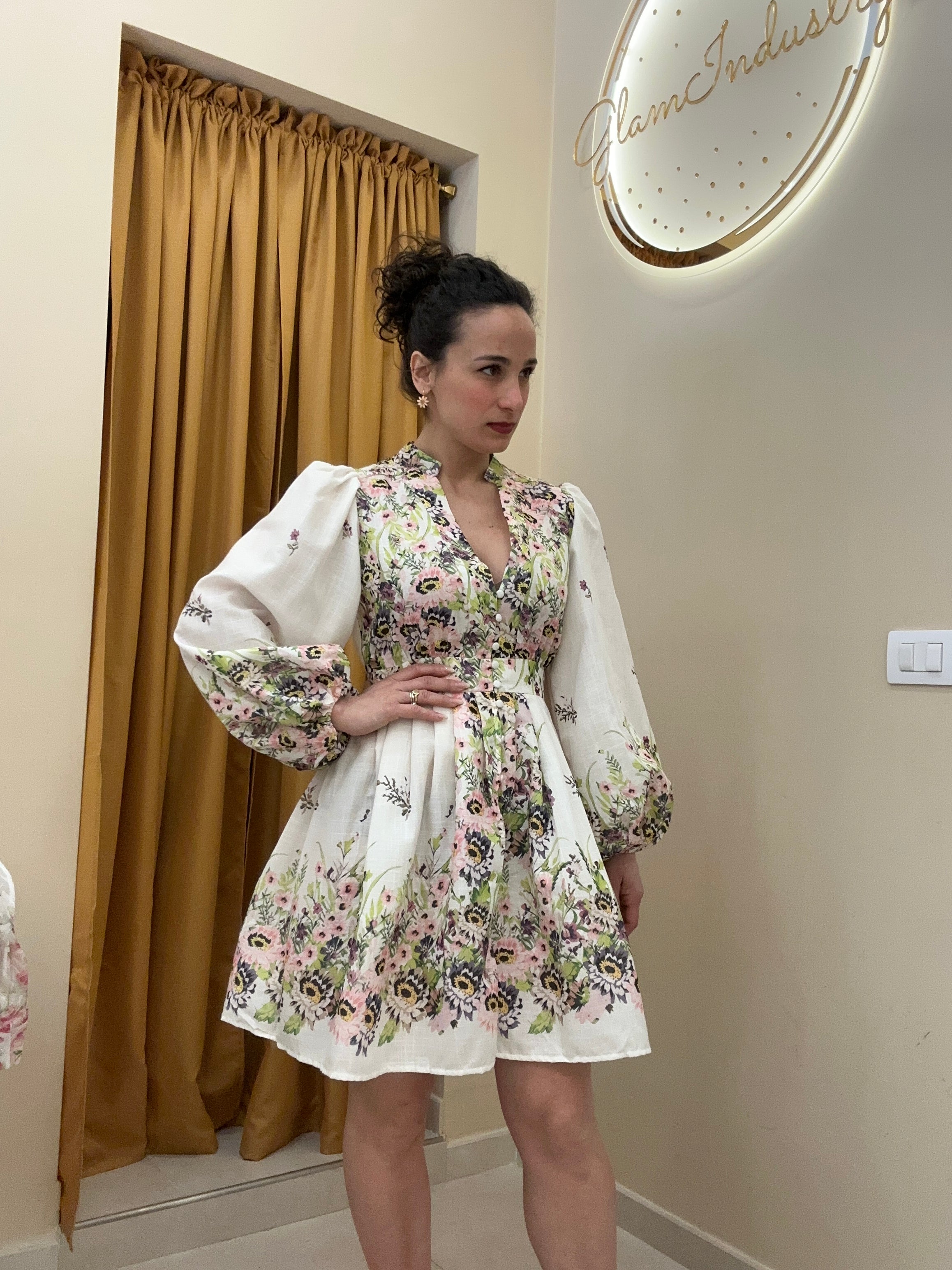 Abito fiori verde 5116