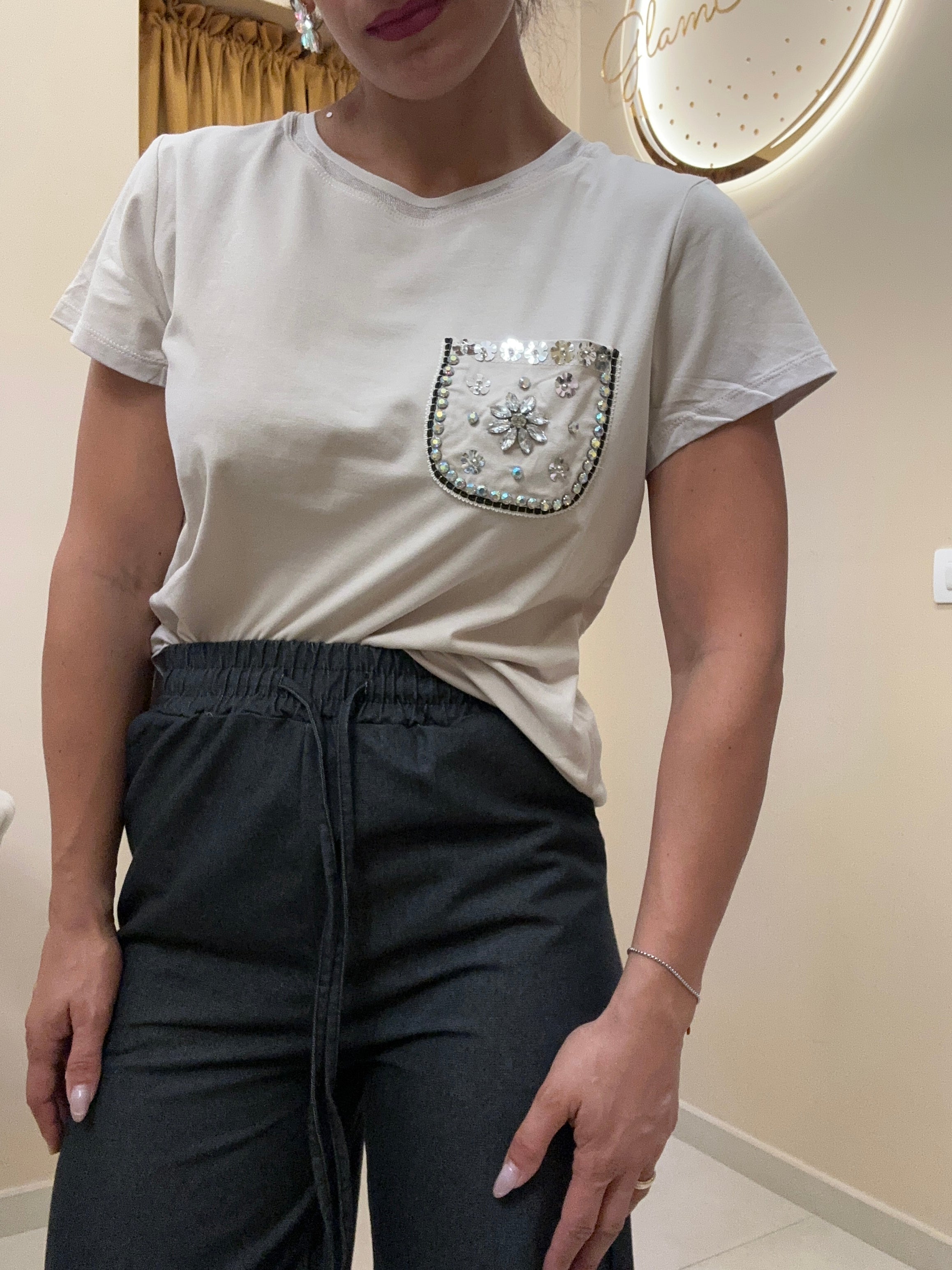 T-shirt taschino brillantini