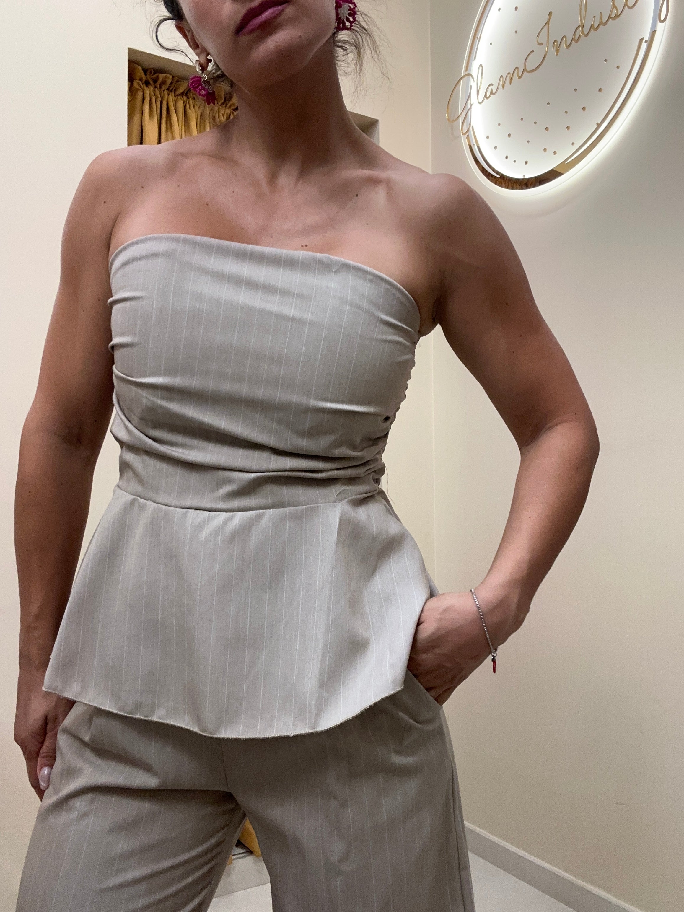 Coordinato gessato BEIGE
