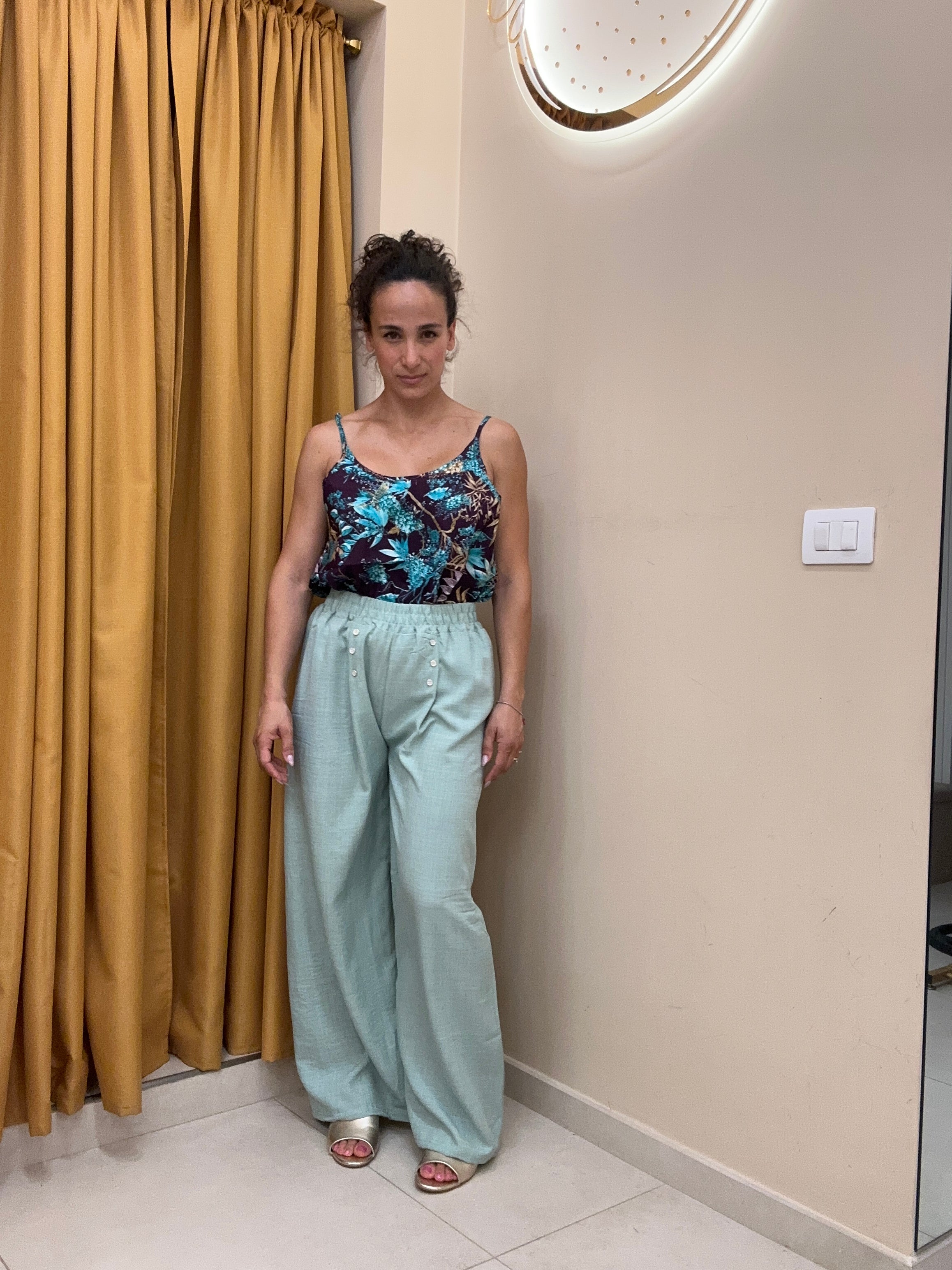 Pantalone bottoncini 30% lino