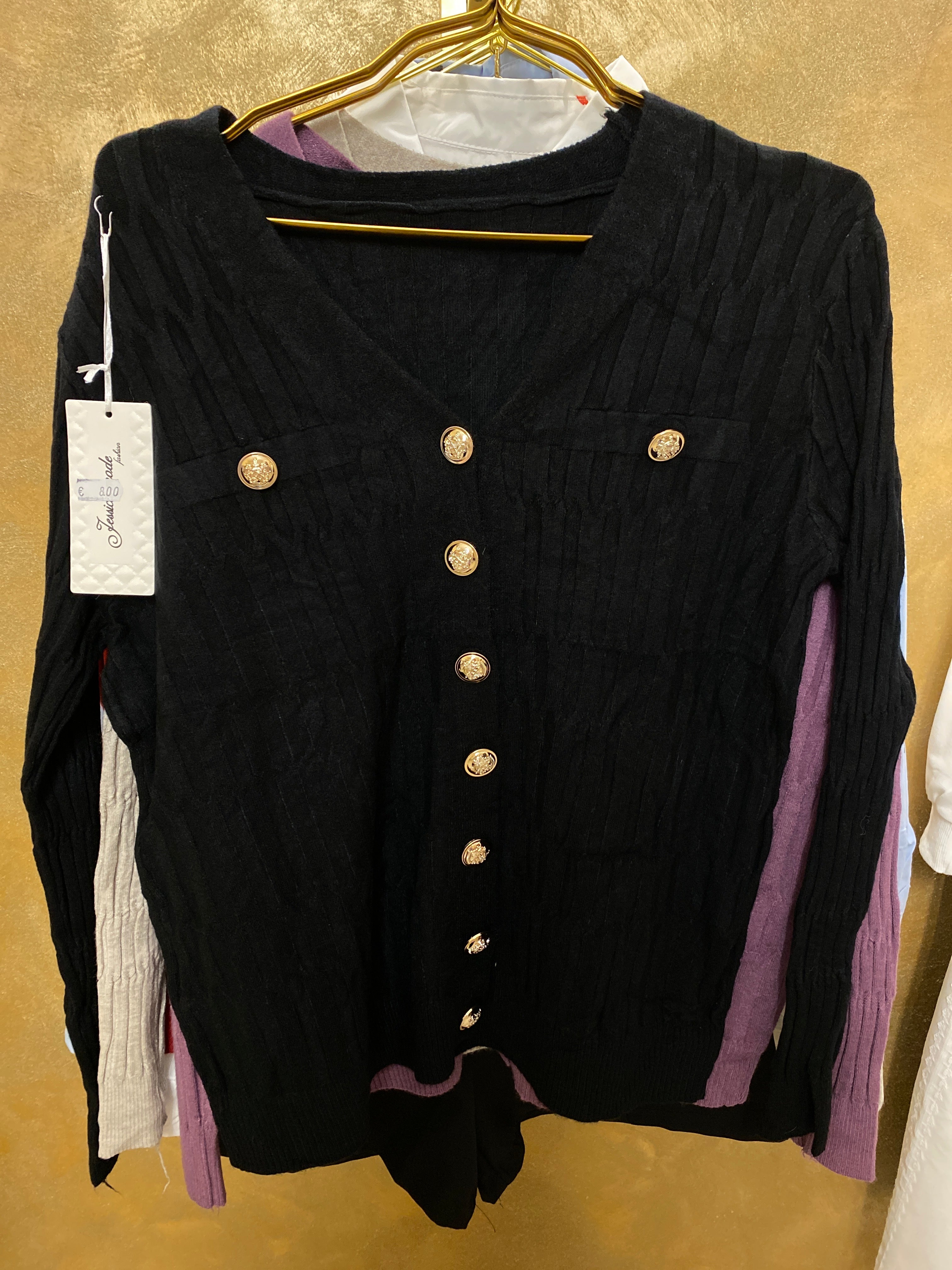 Cardigan basic bottoni oro