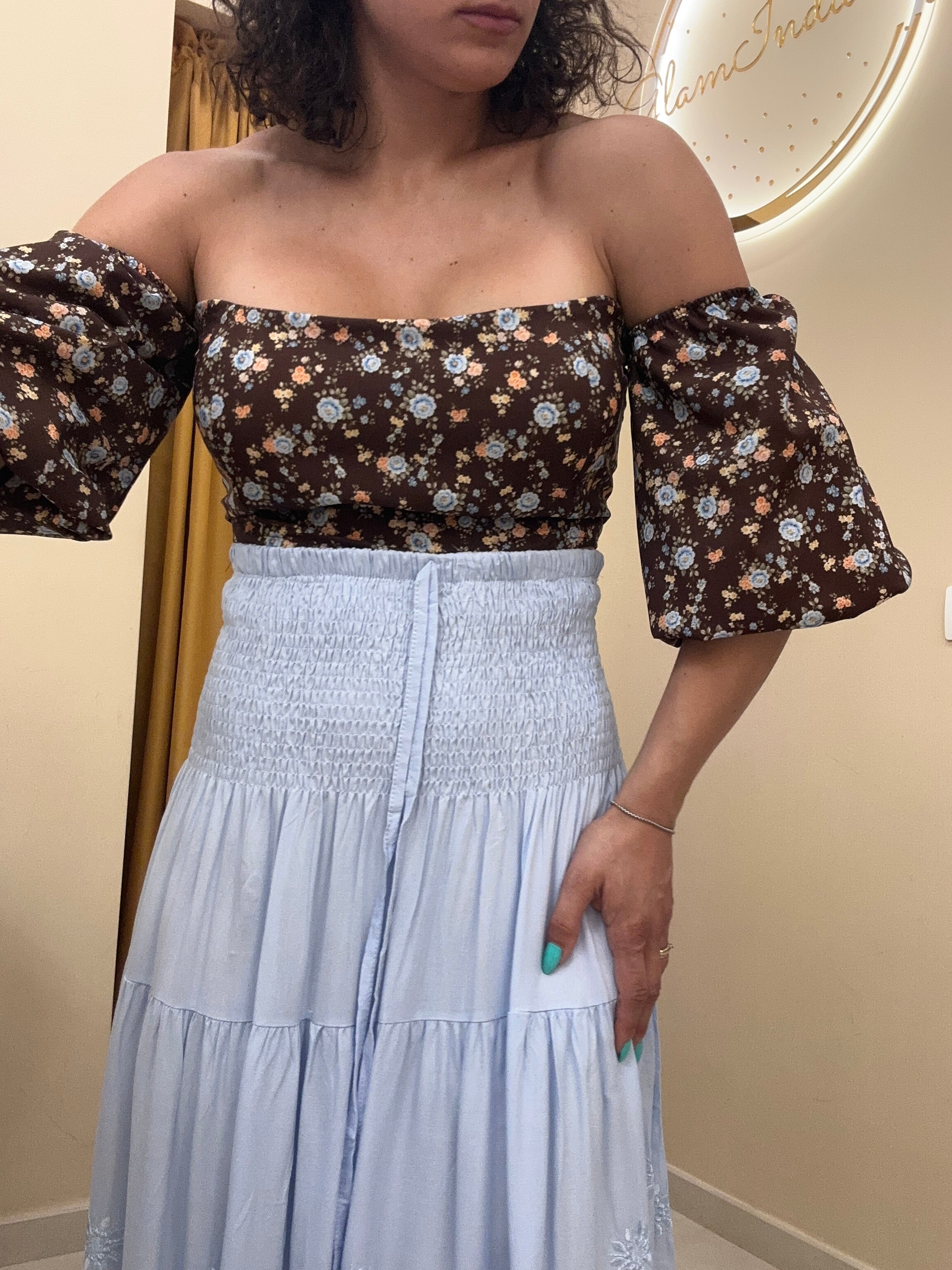 Top manica lateral marrone