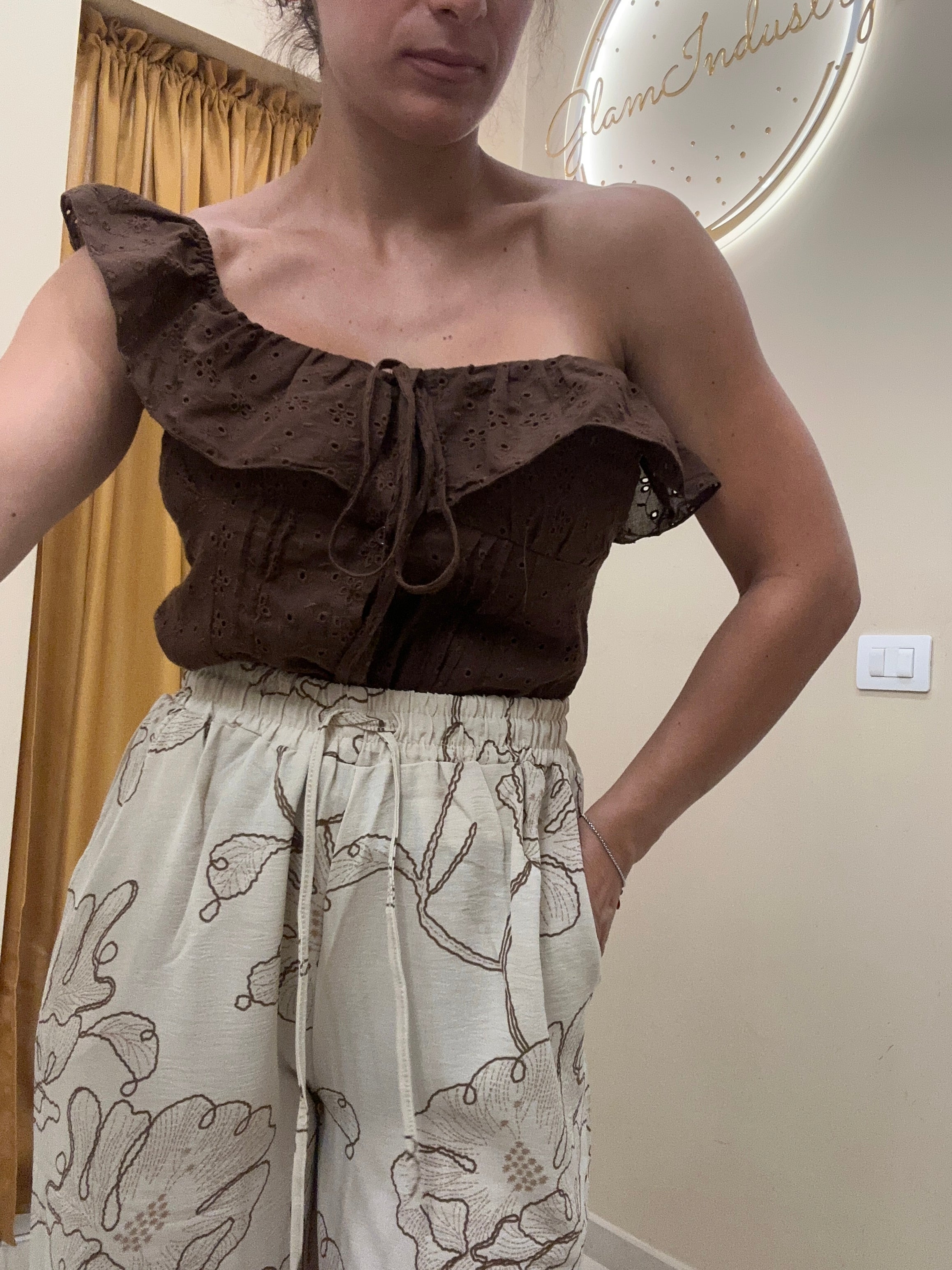 Camicia rouches in pizzo
