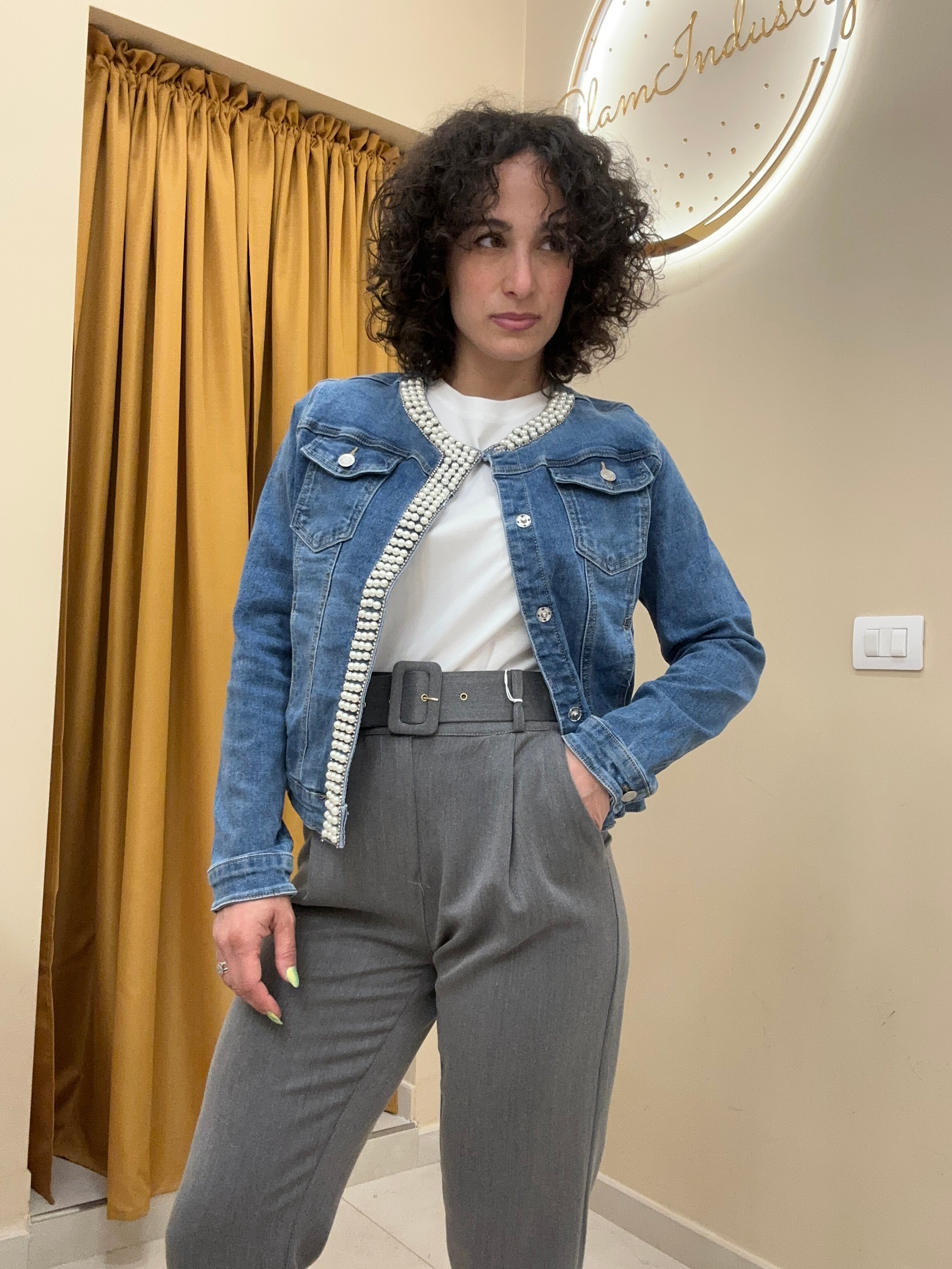 Giacca jeans perle