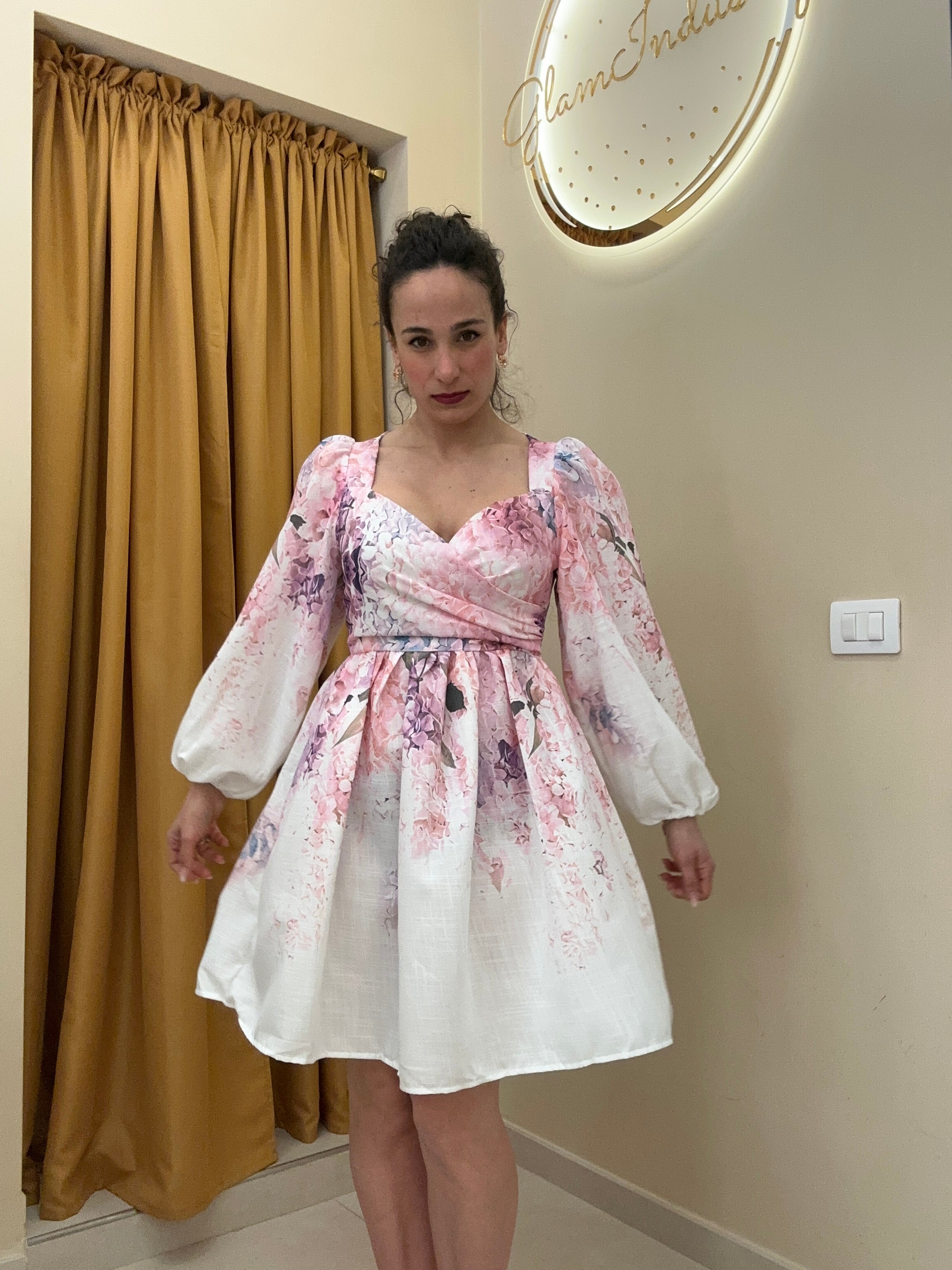 Abito cuore fiori rosa