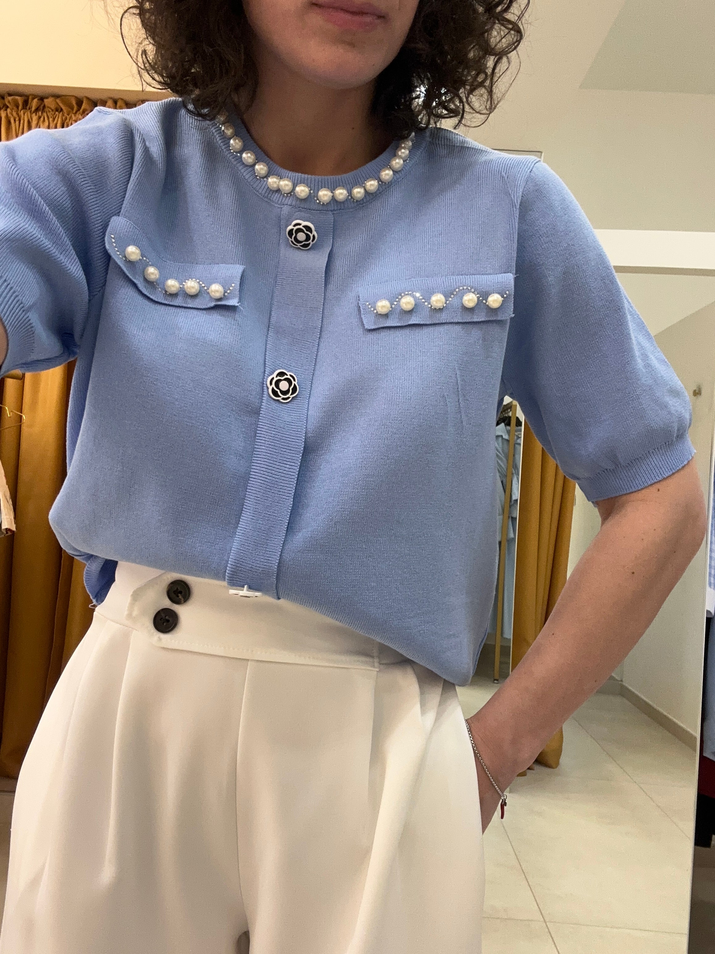 Maglia filo Coco CELESTE