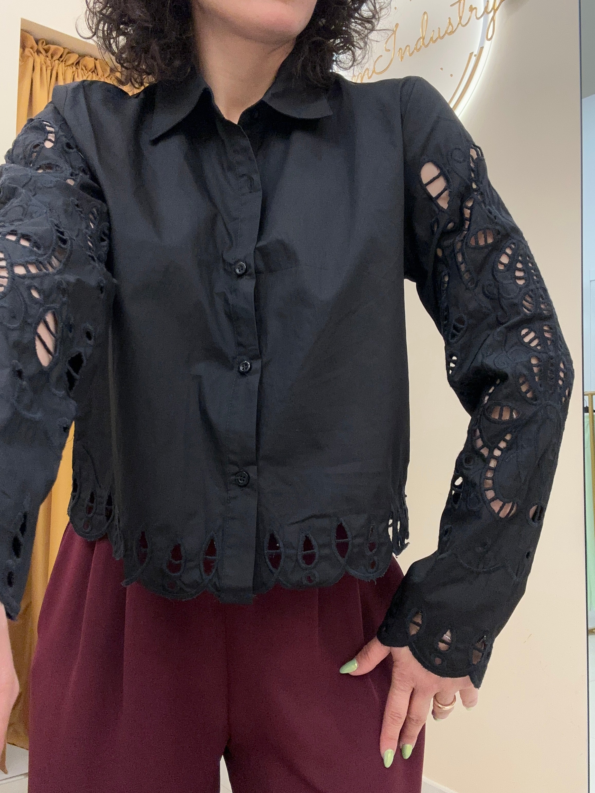 Camicia lavorata nera