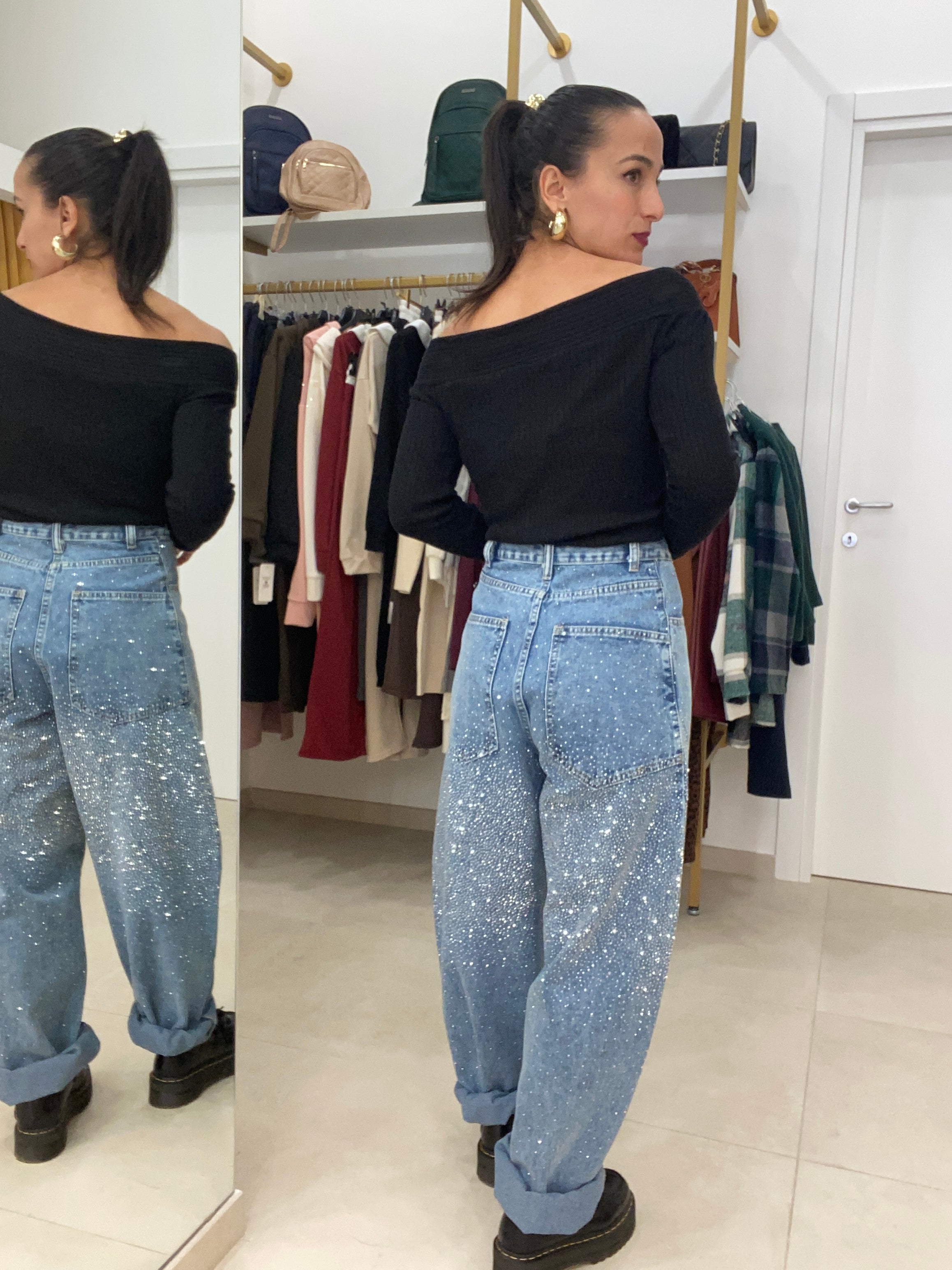 Jeans ballon brillantini