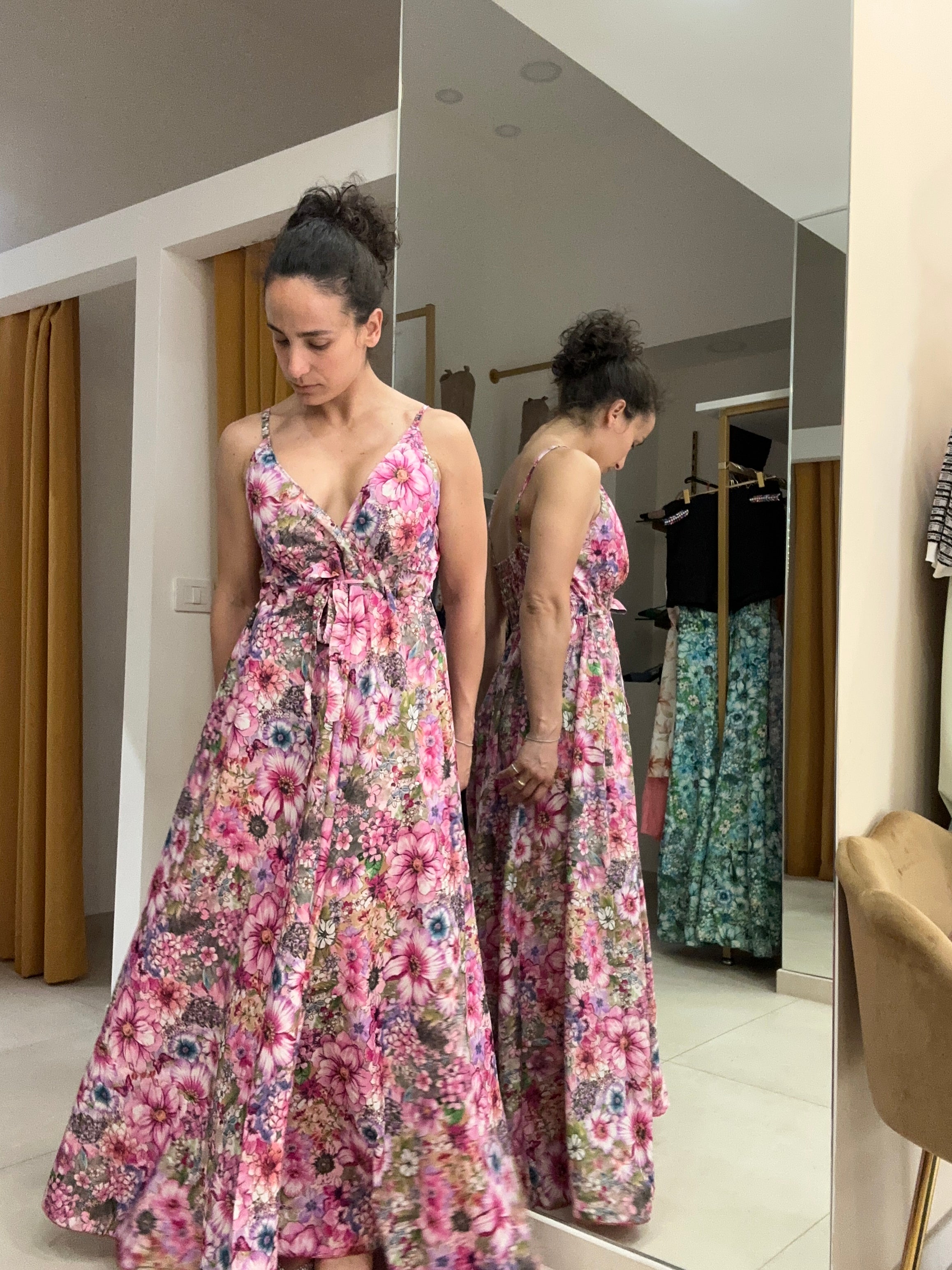 Abito India incrocio FUCSIA CH209