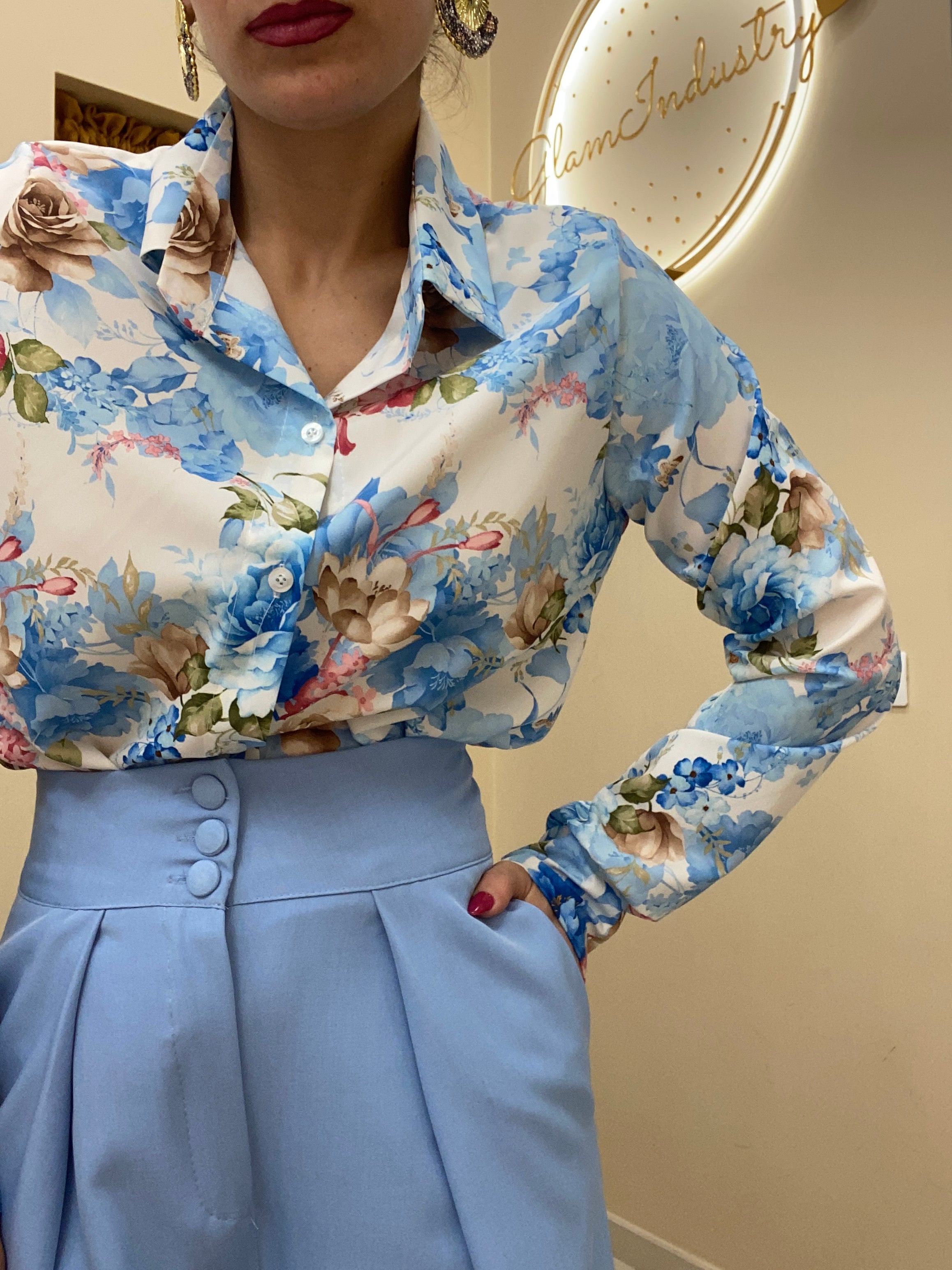 Camicia primavera celeste
