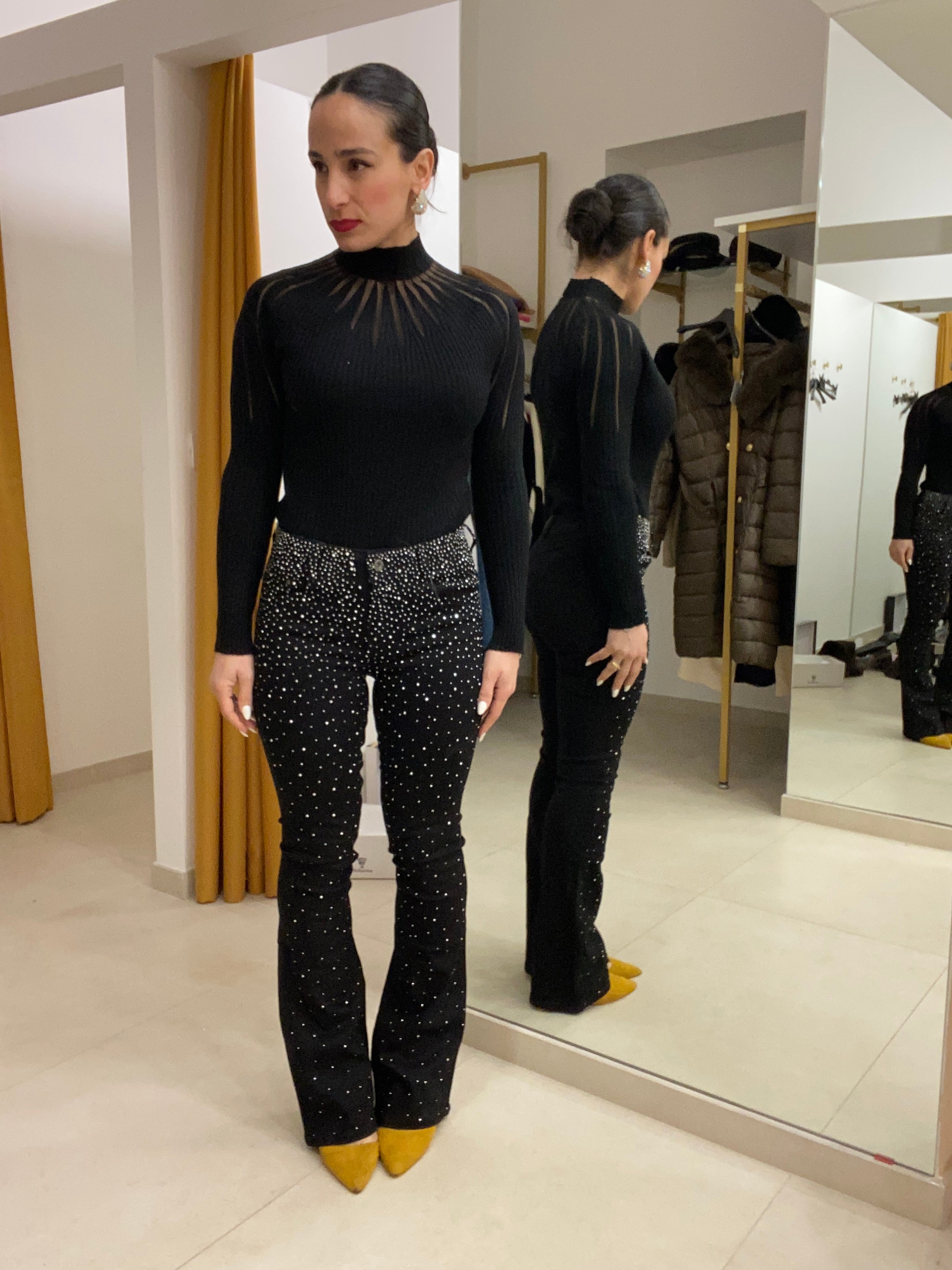 Jeans nero con brillantini