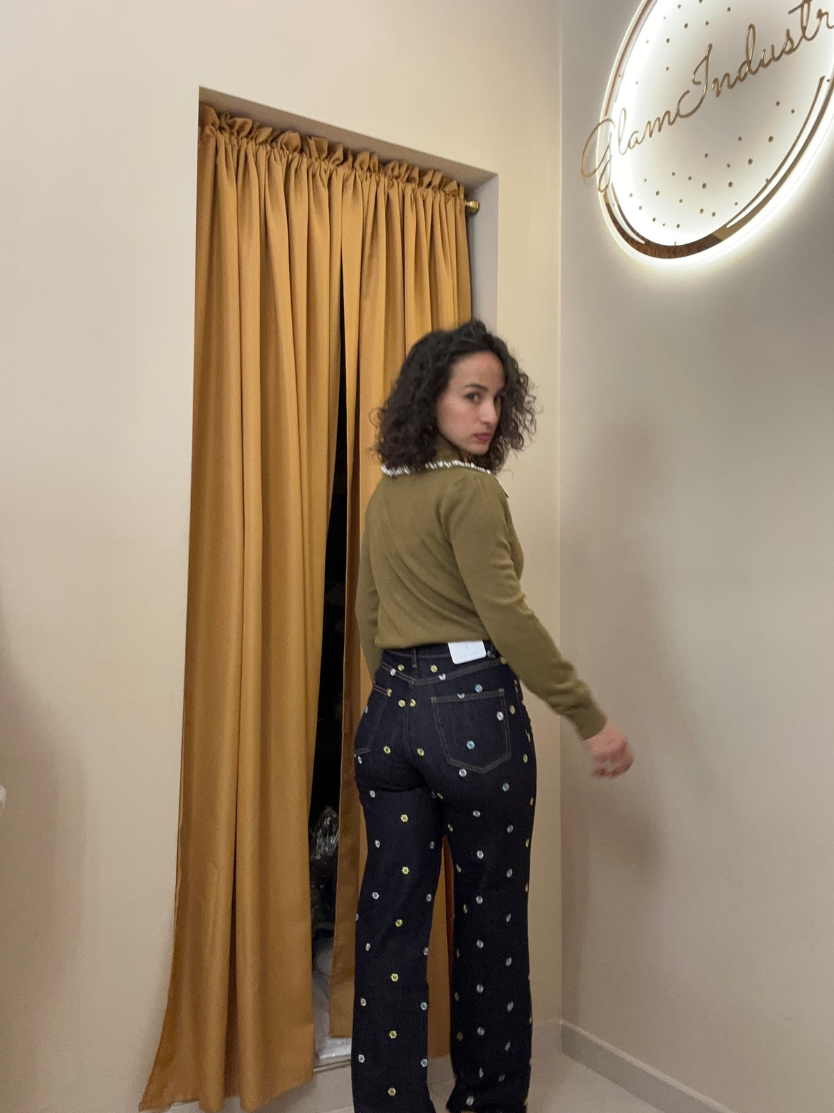 Denim fiori stampati
