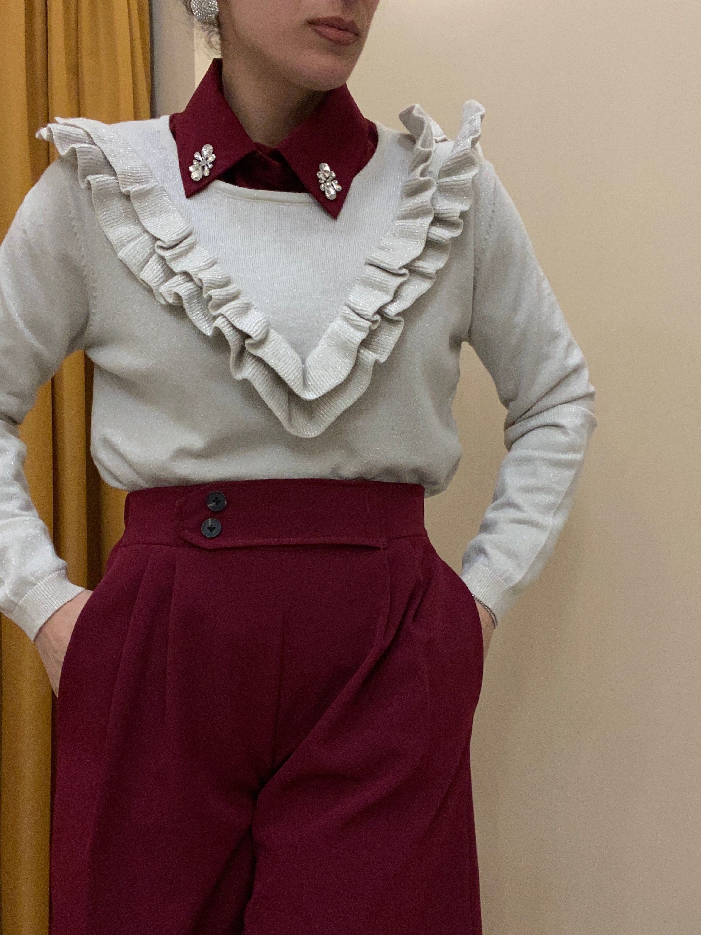 Maglione rouches con lurex